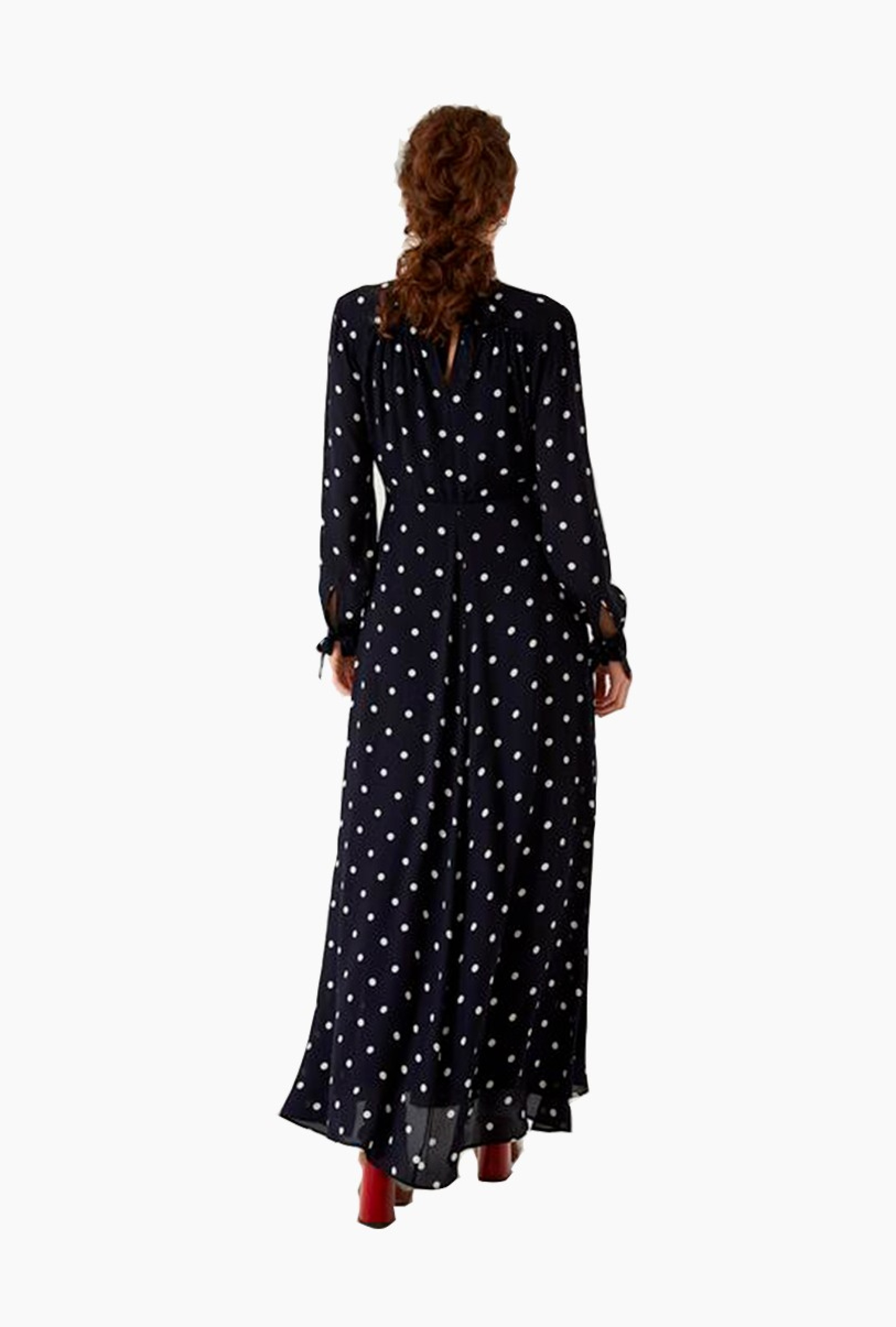 Robe Ruffle collar Polka Dot