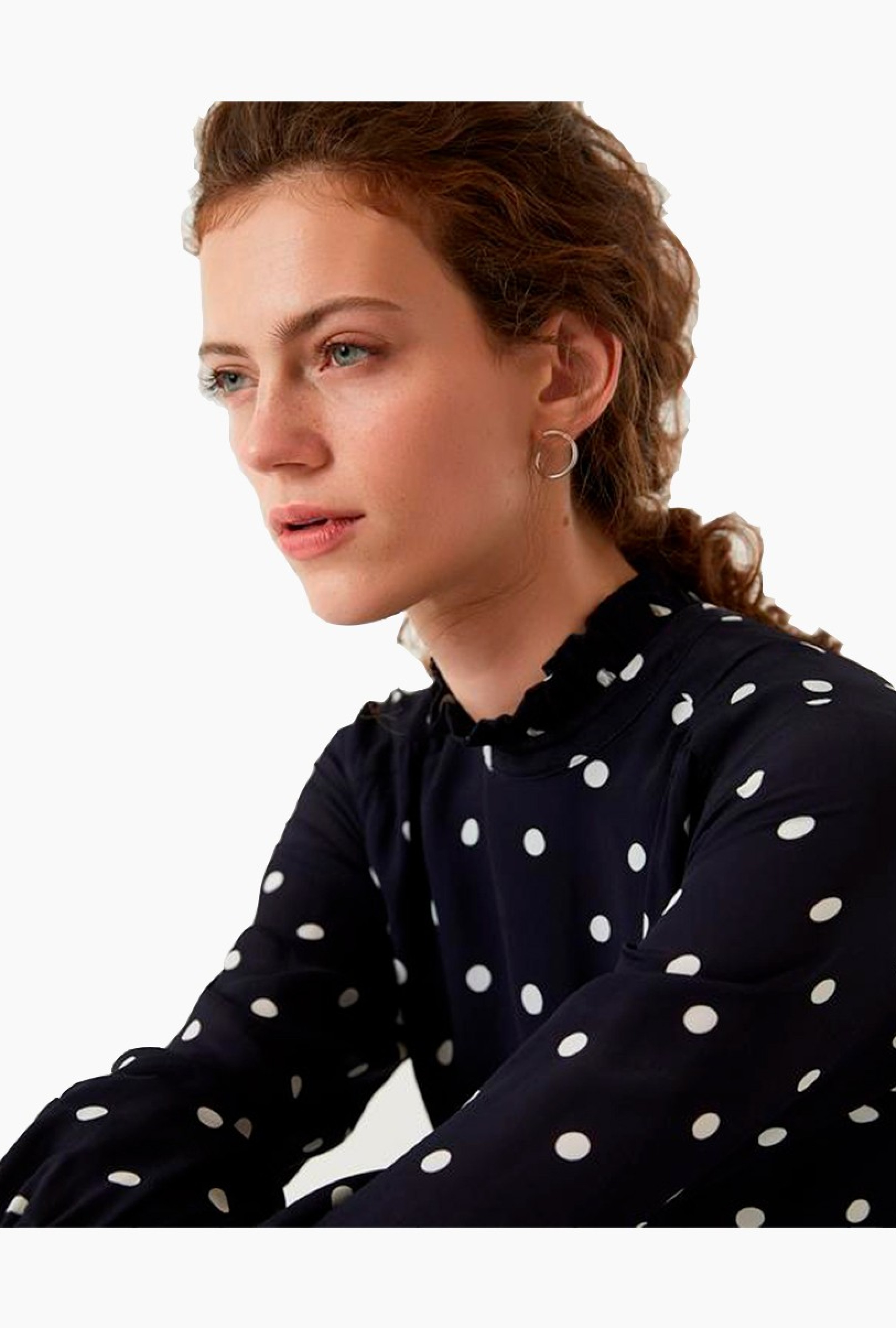Robe Ruffle collar Polka Dot