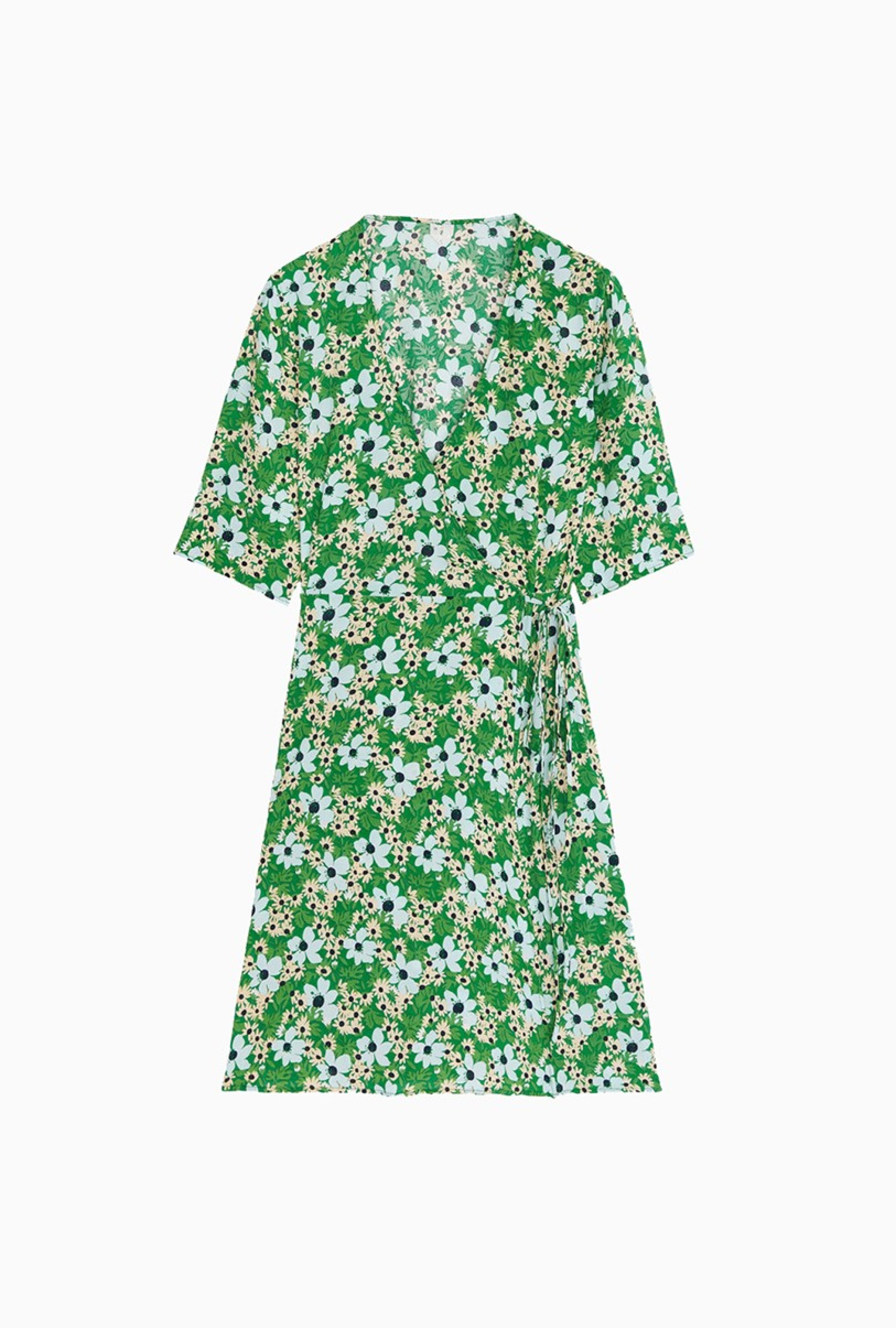 Robe Floral Wrap Dress Green