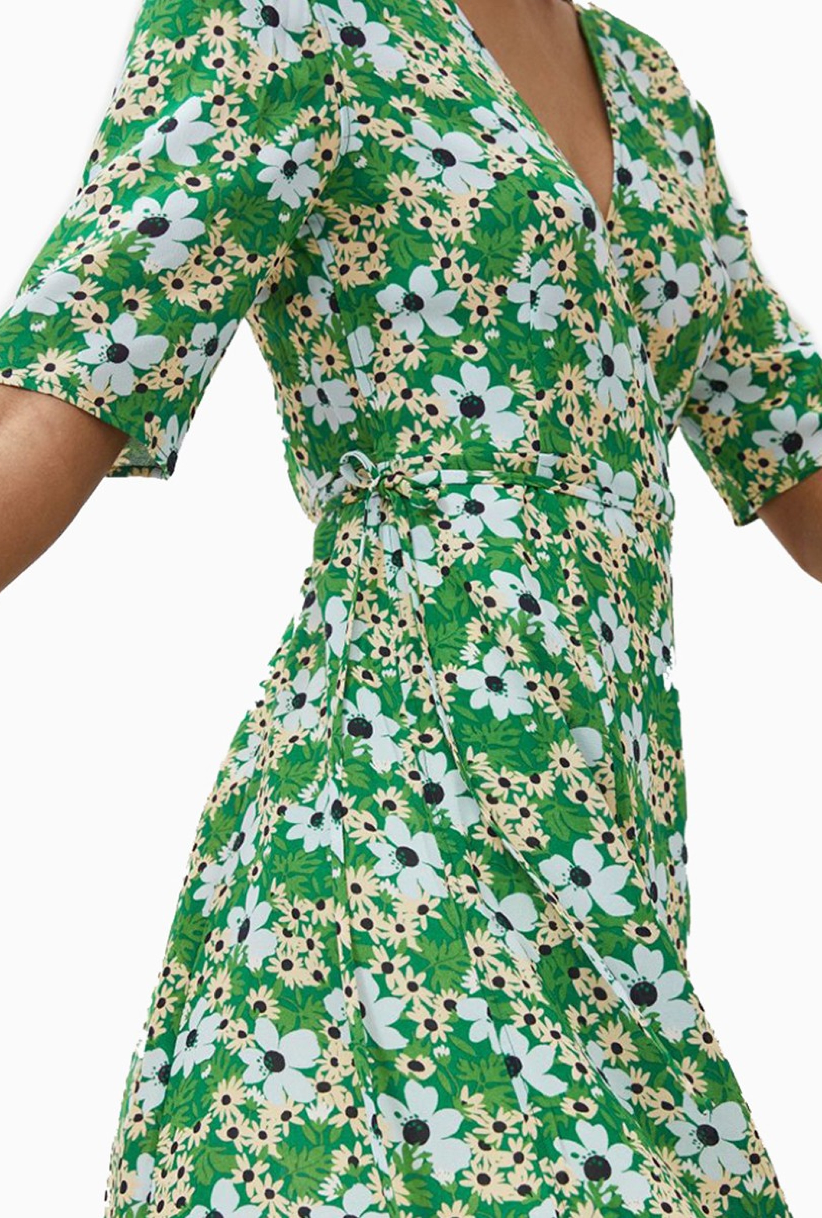 Robe Floral Wrap Dress Green