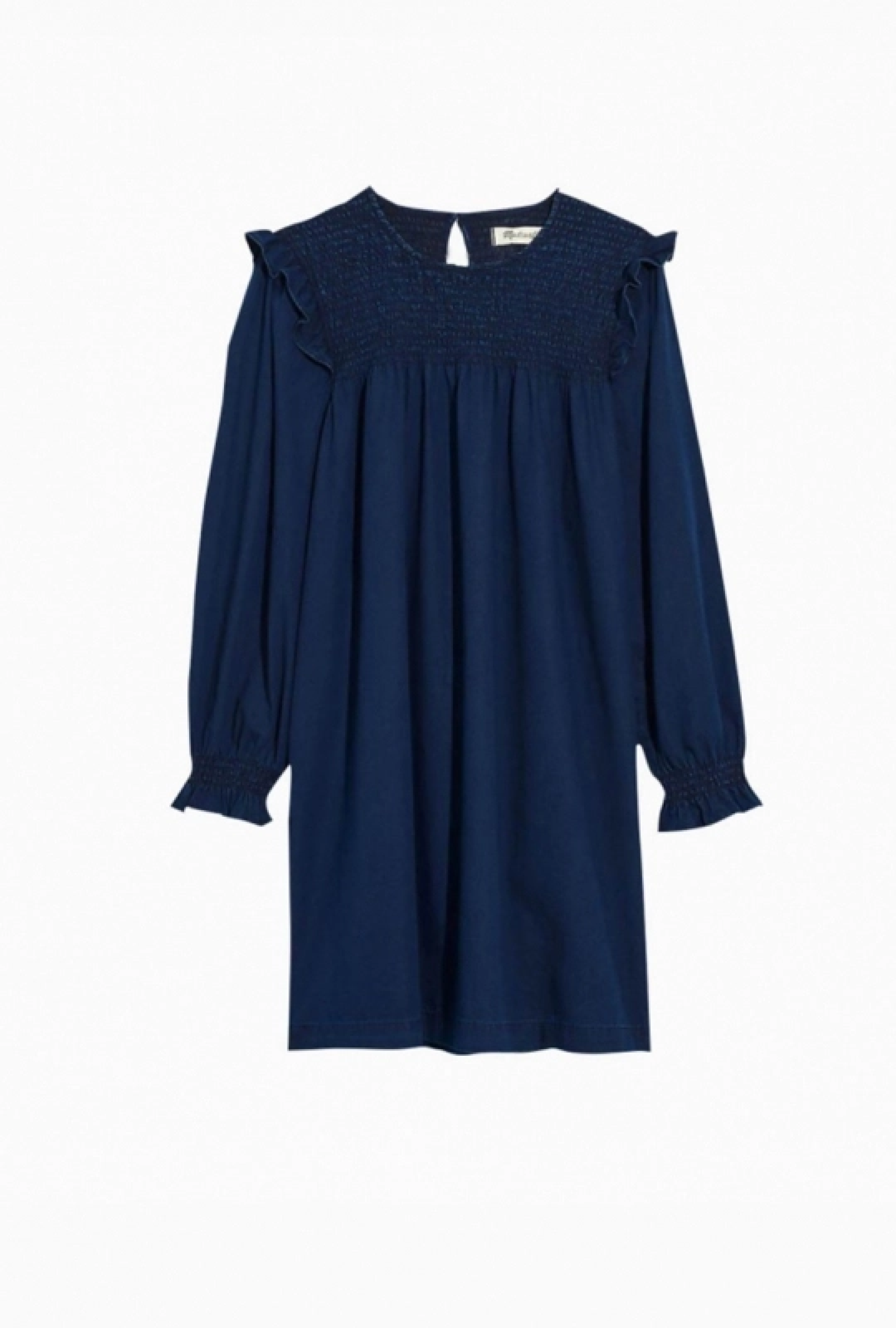 Robe Indigo Ruffle Neck Smocked Babydoll