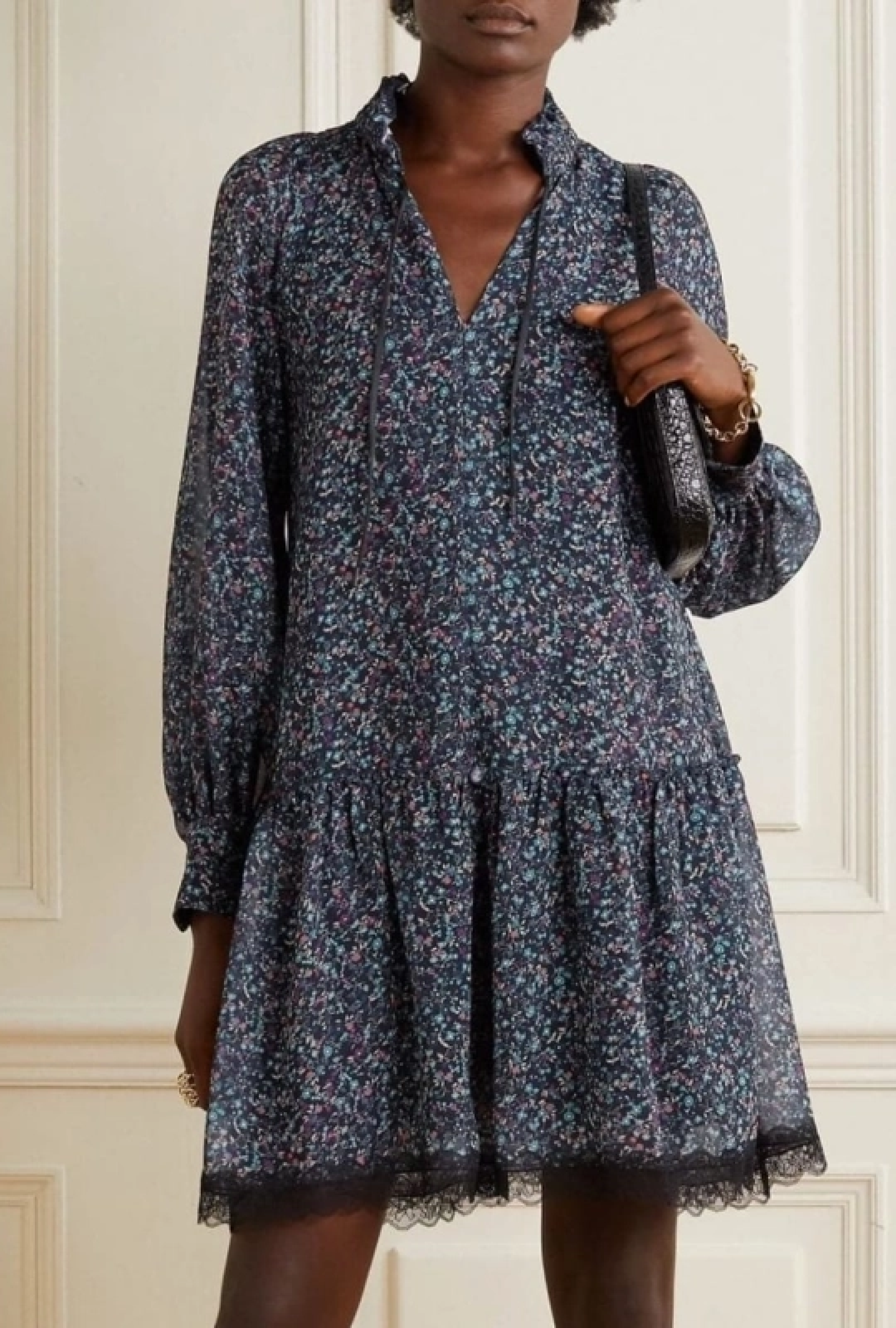 Robe Lace-Trimmed Floral Print-Exclusivité web