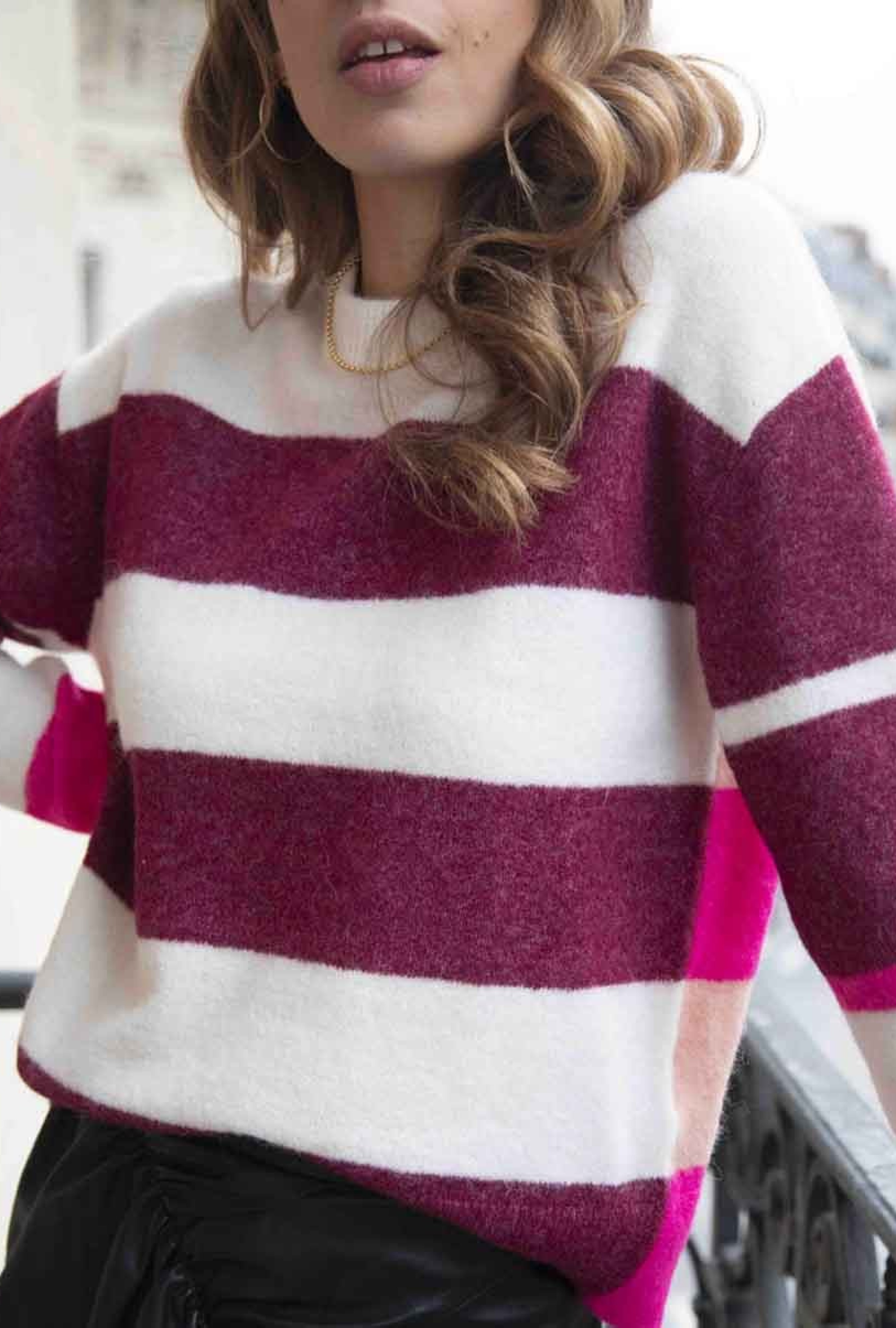 Pull Anour crew neck Rhododendron