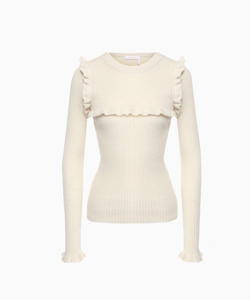 Pull Beige à volants