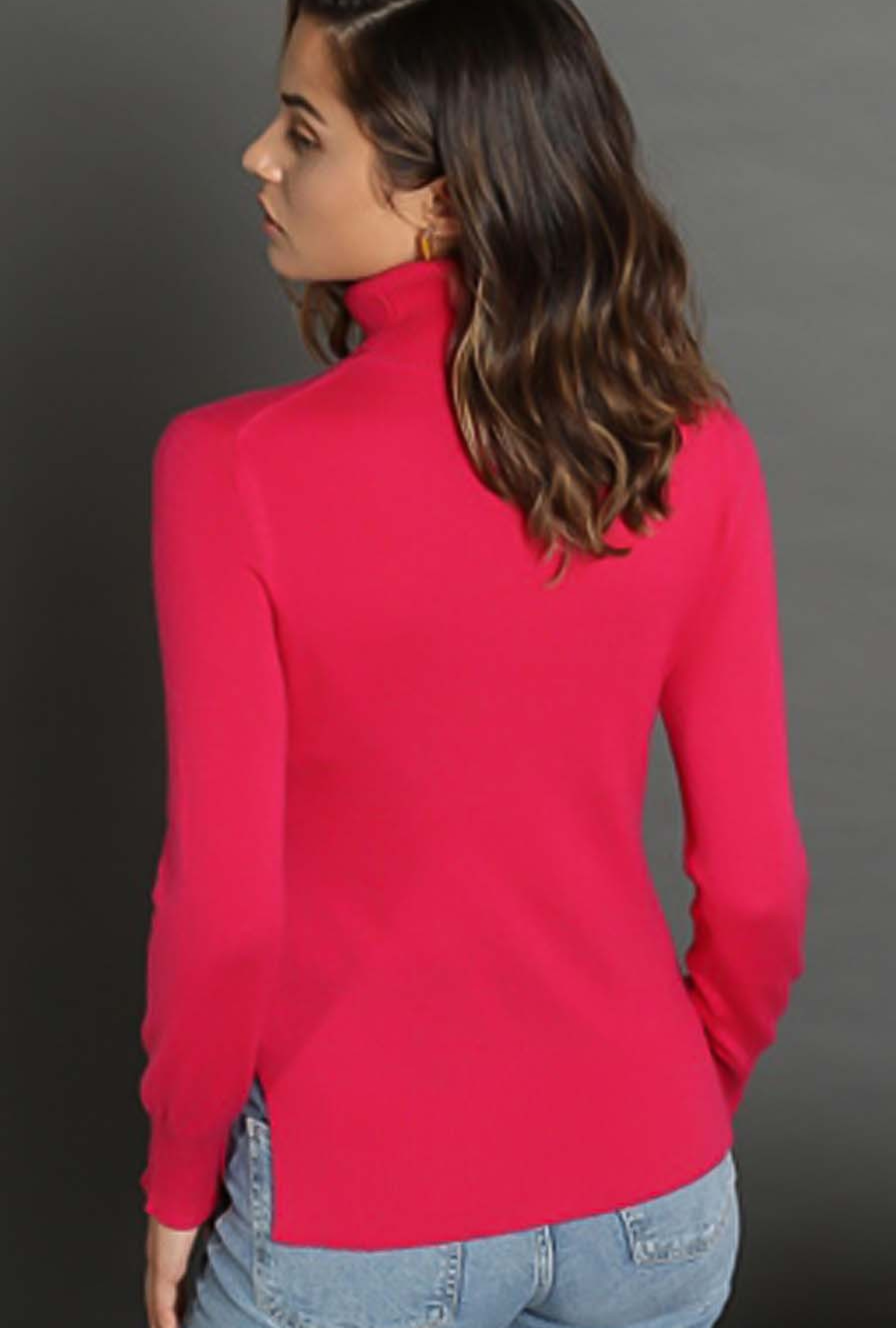 Pull Turtle Neck Loose Fuchsia