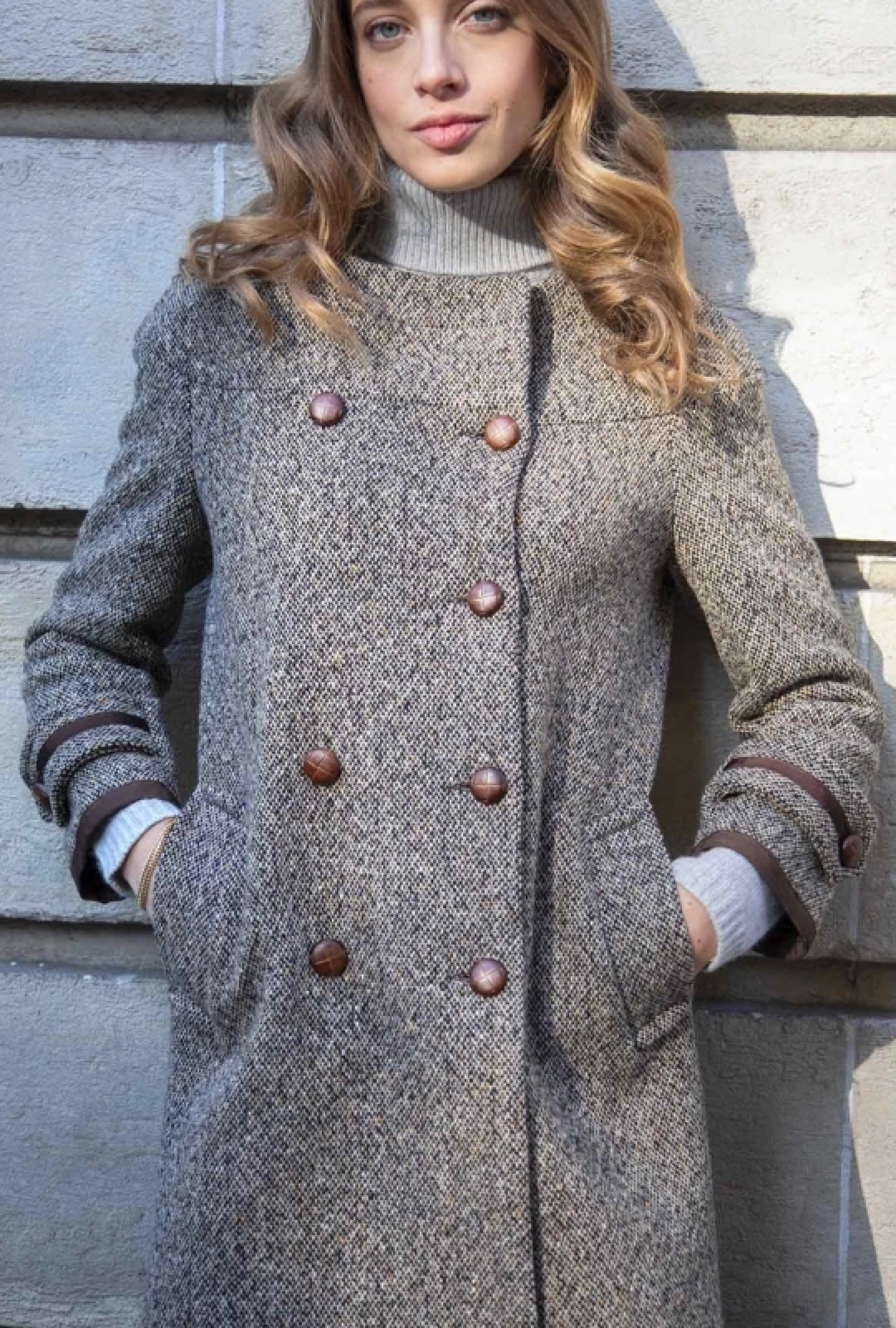 manteau tweed marron