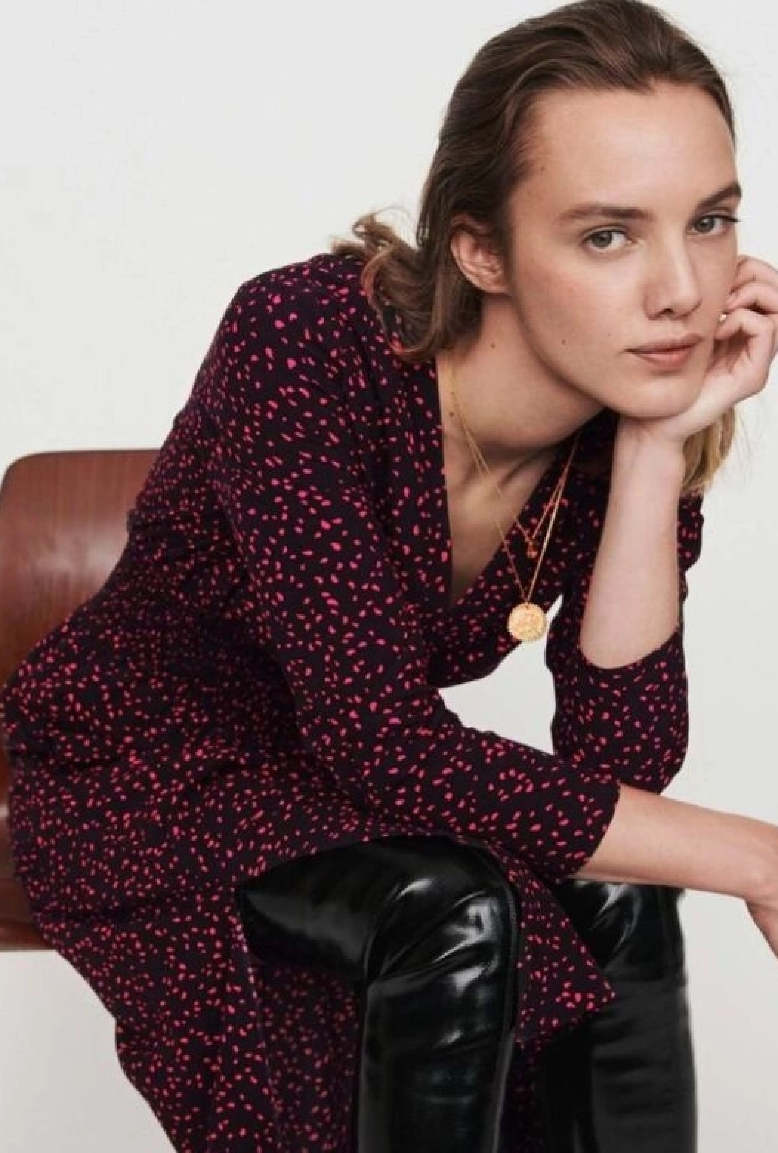 Robe Maje Smockée en Crêpe imprimé