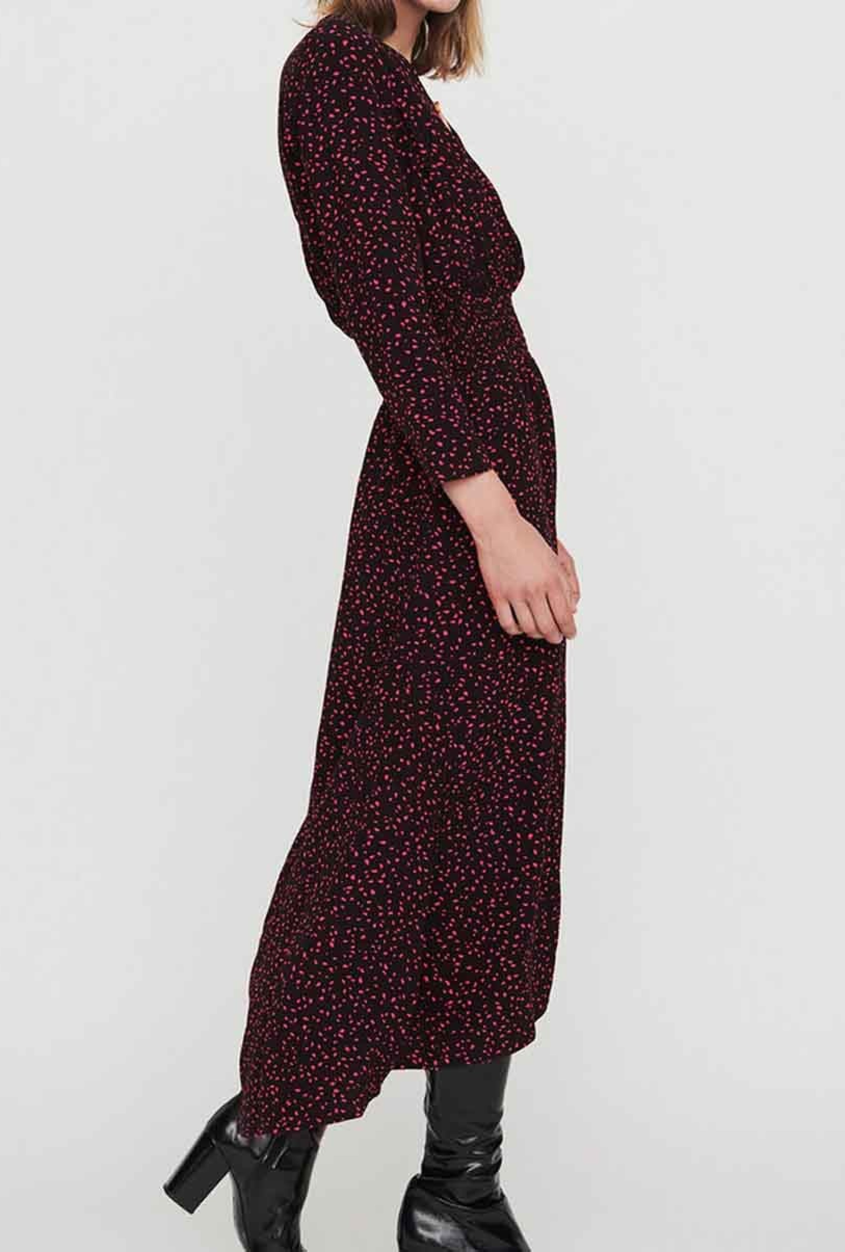 Robe Maje Smockée en Crêpe imprimé