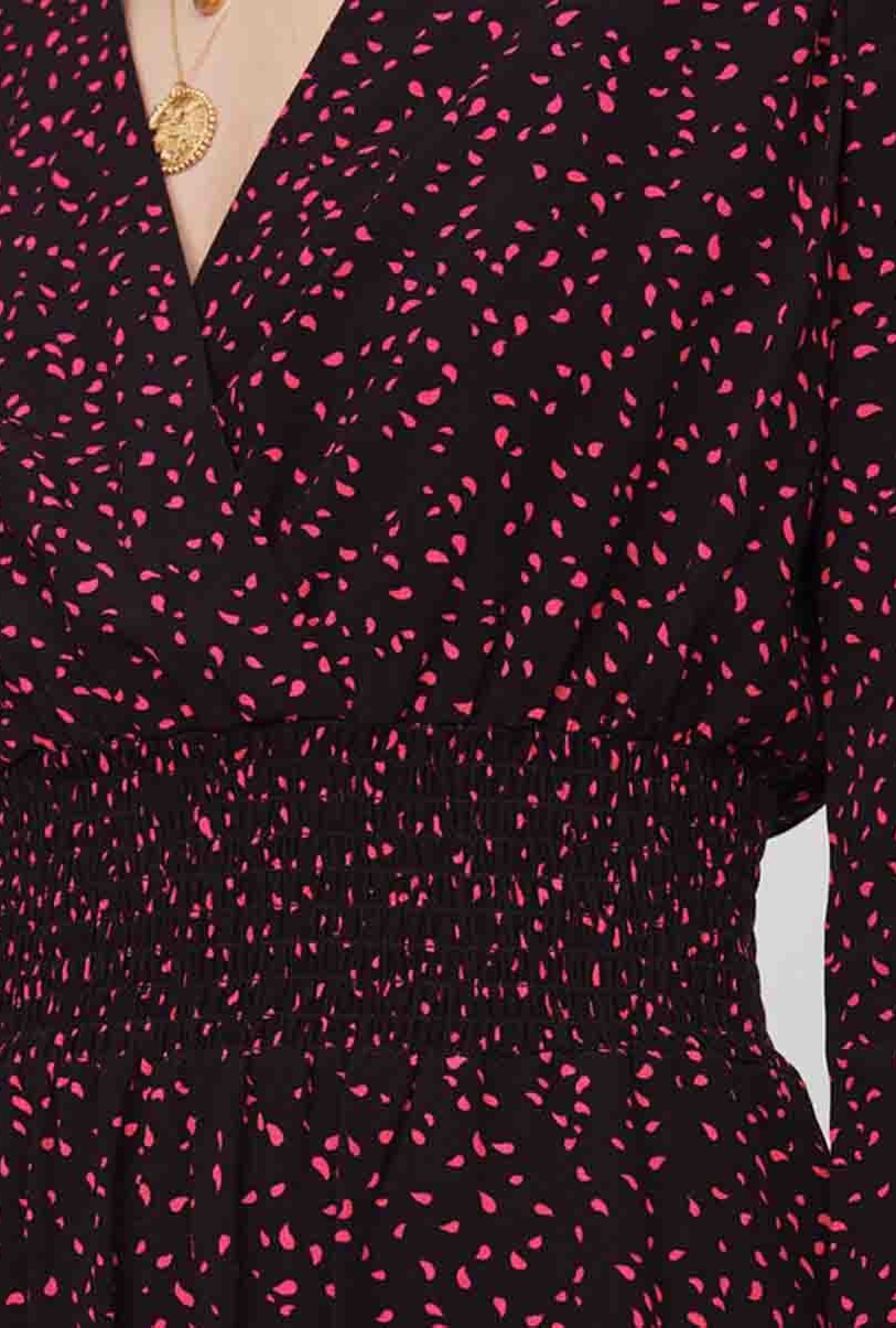 Robe Maje Smockée en Crêpe imprimé