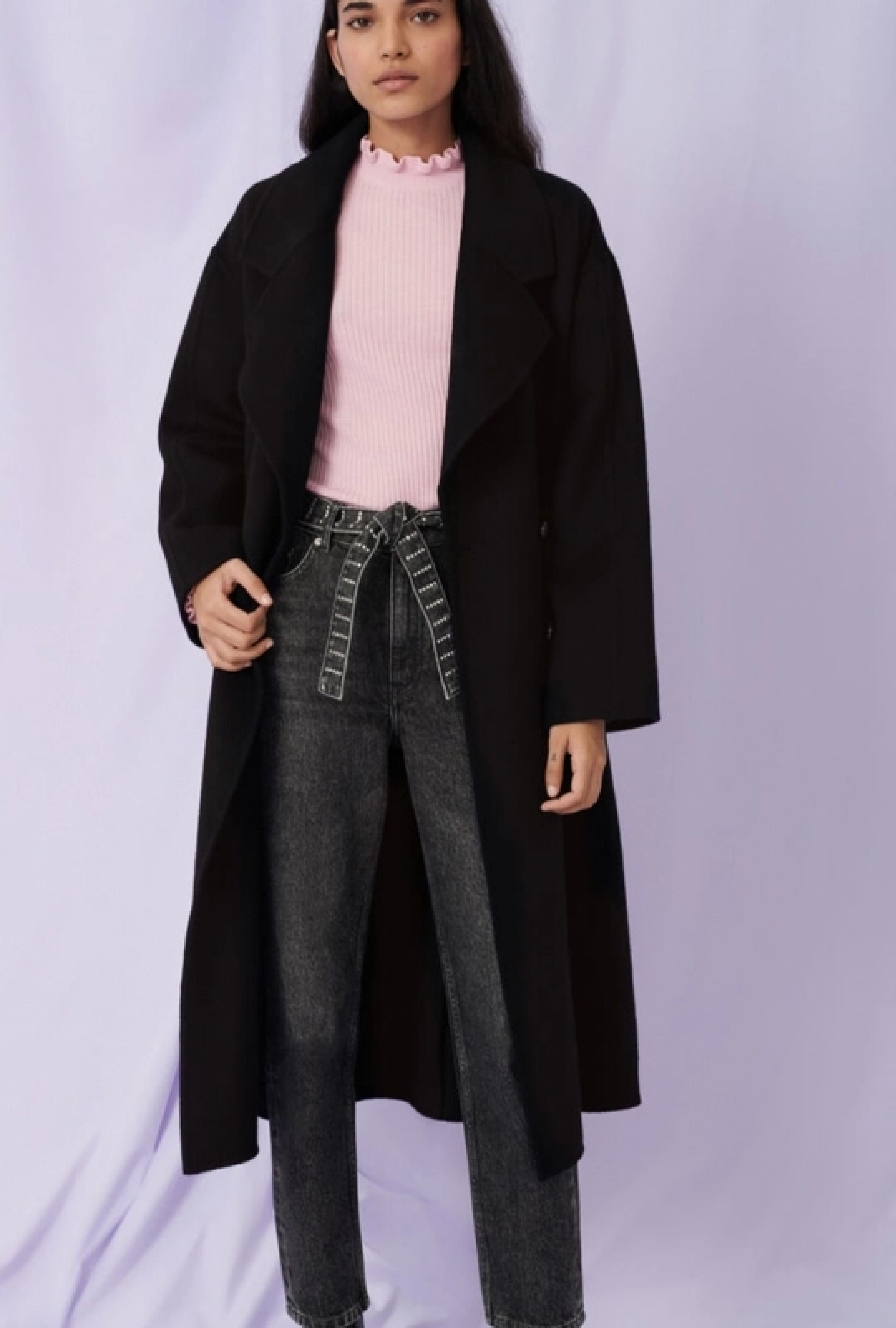 Manteau en double face ceinturé