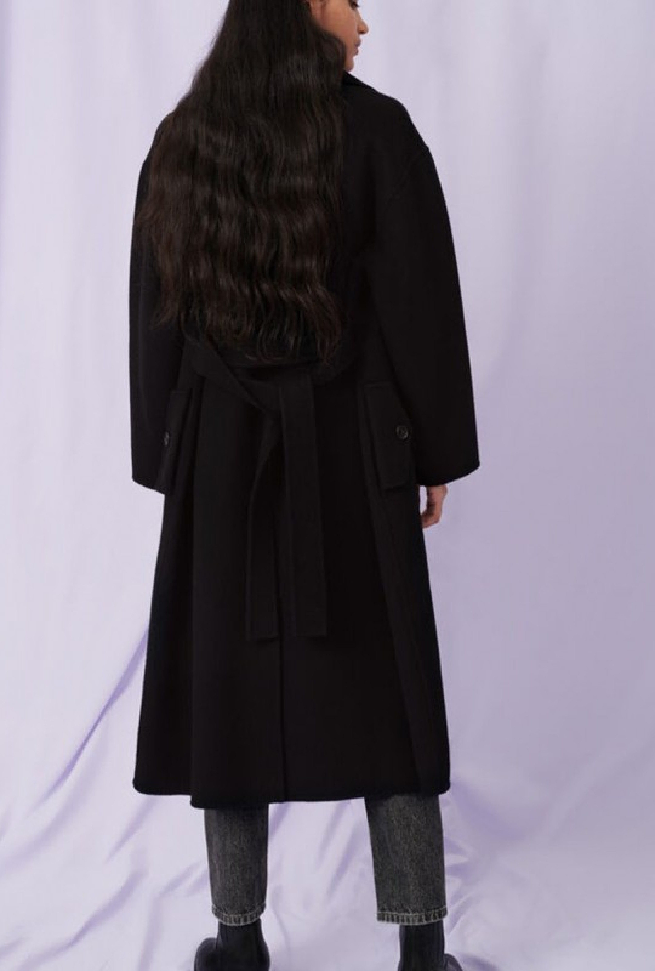 Manteau en double face ceinturé