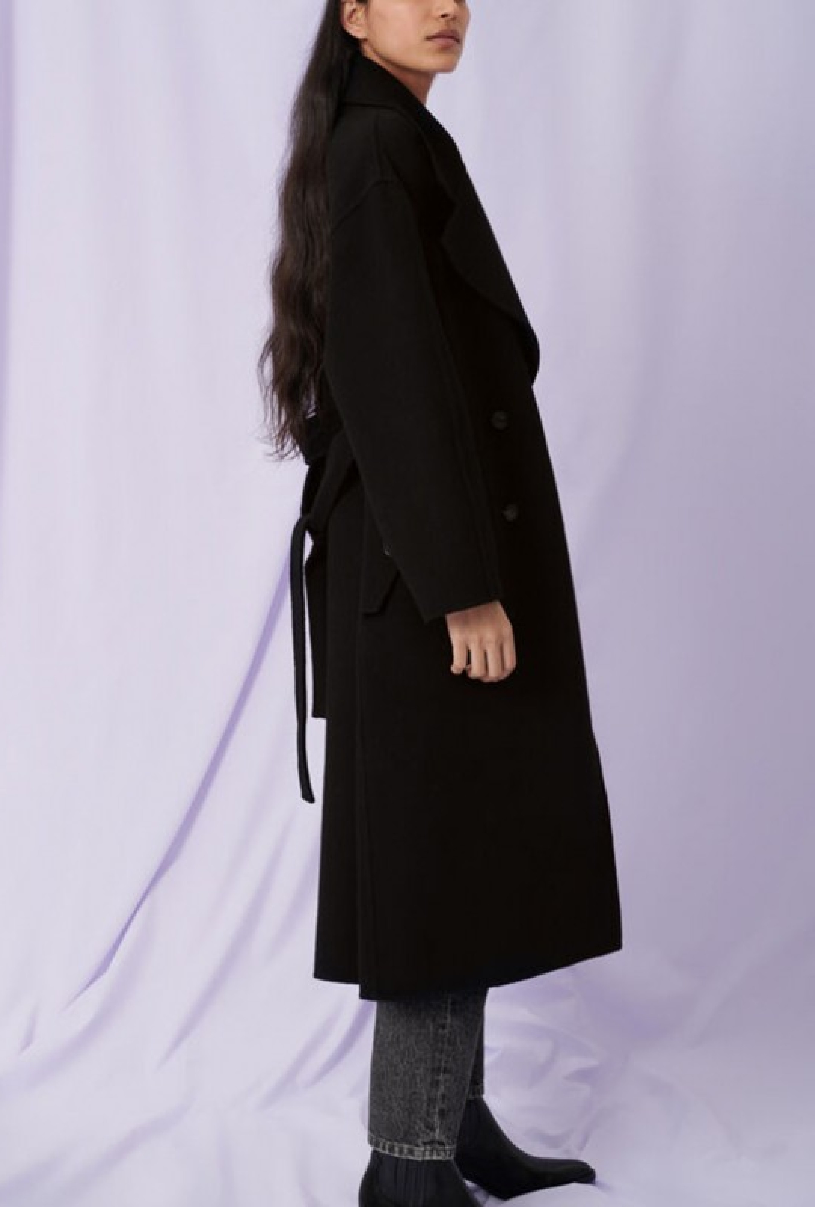 Manteau en double face ceinturé