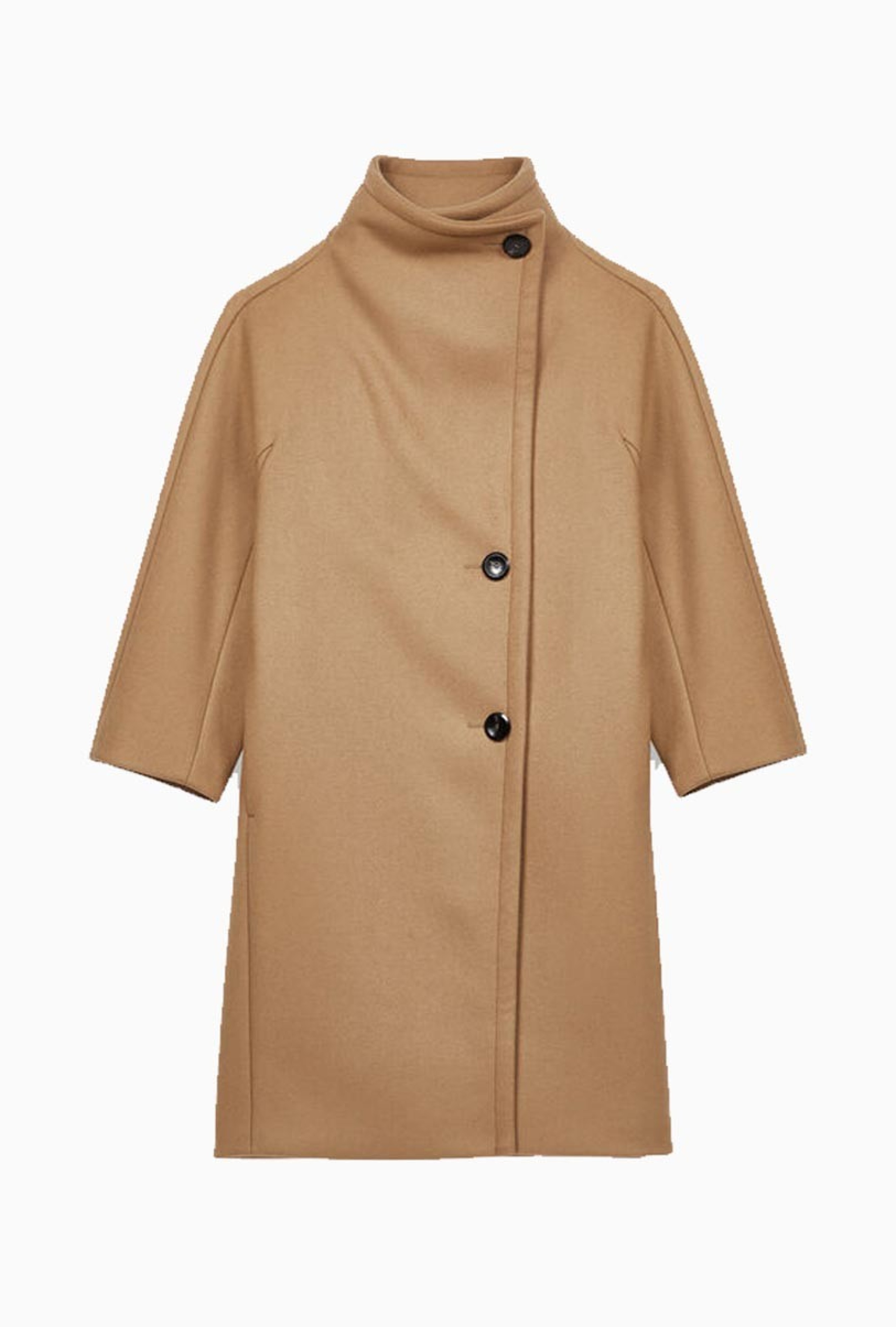 Manteau Long Grand Col en Drap de Laine