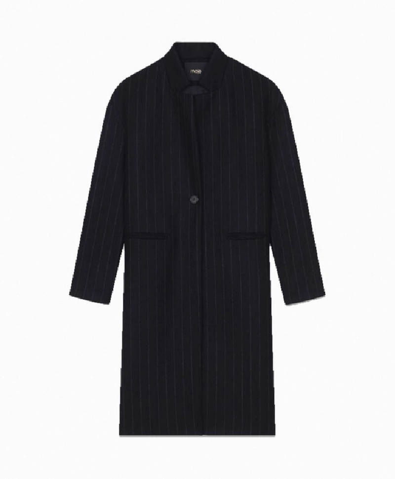 Manteau Droit à Fines Rayures