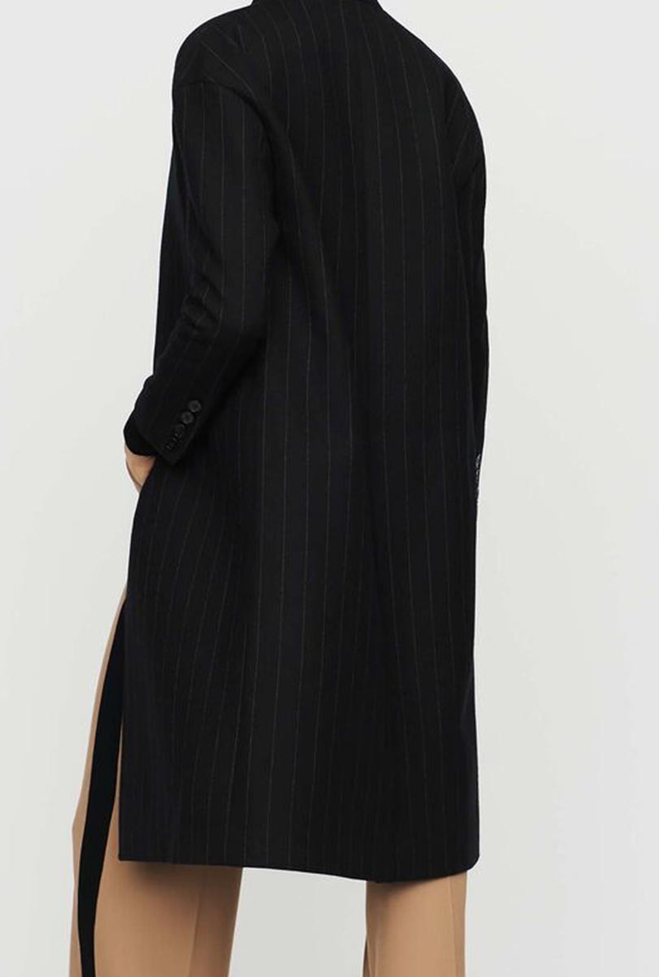 Manteau Droit à Fines Rayures