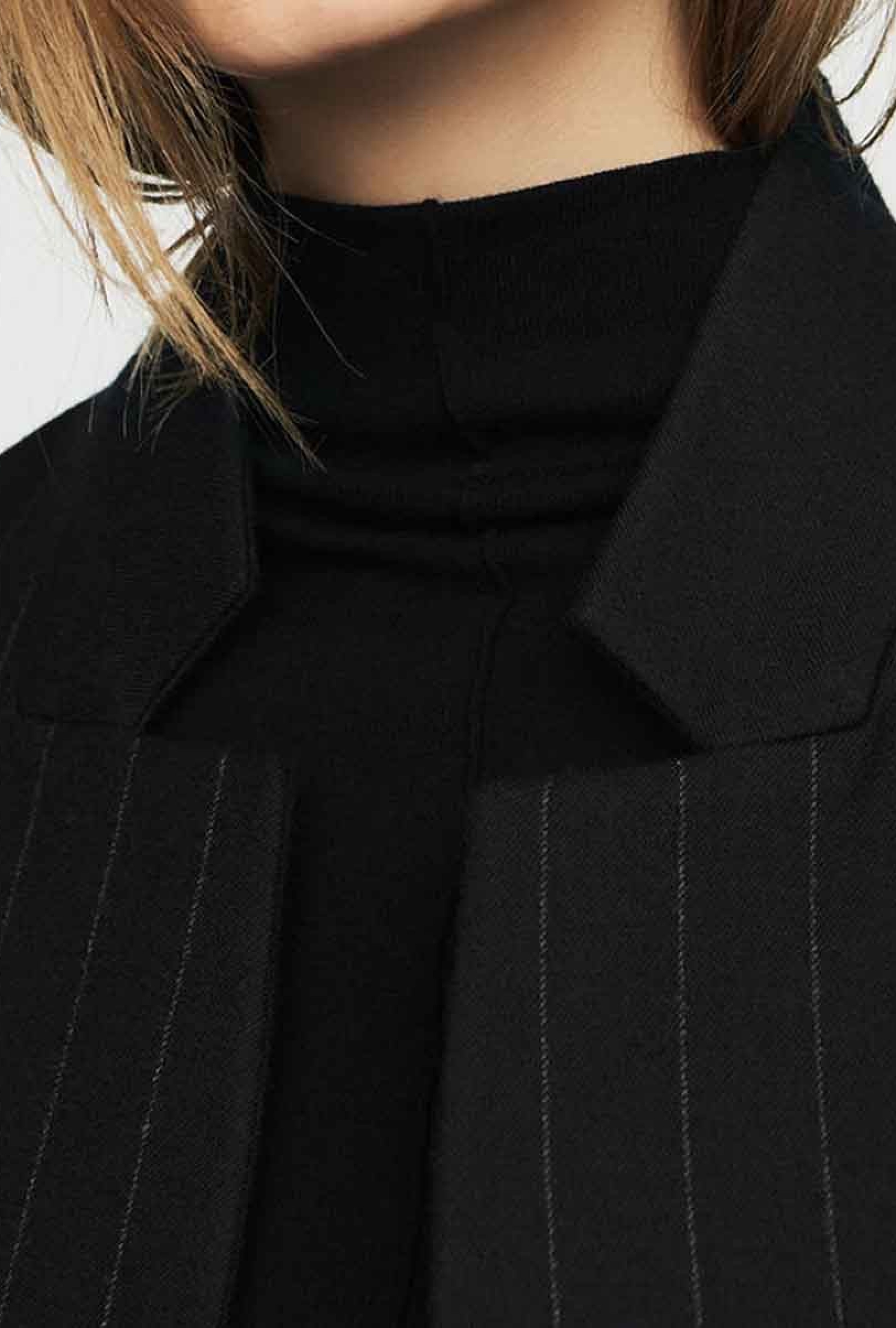 Manteau Droit à Fines Rayures