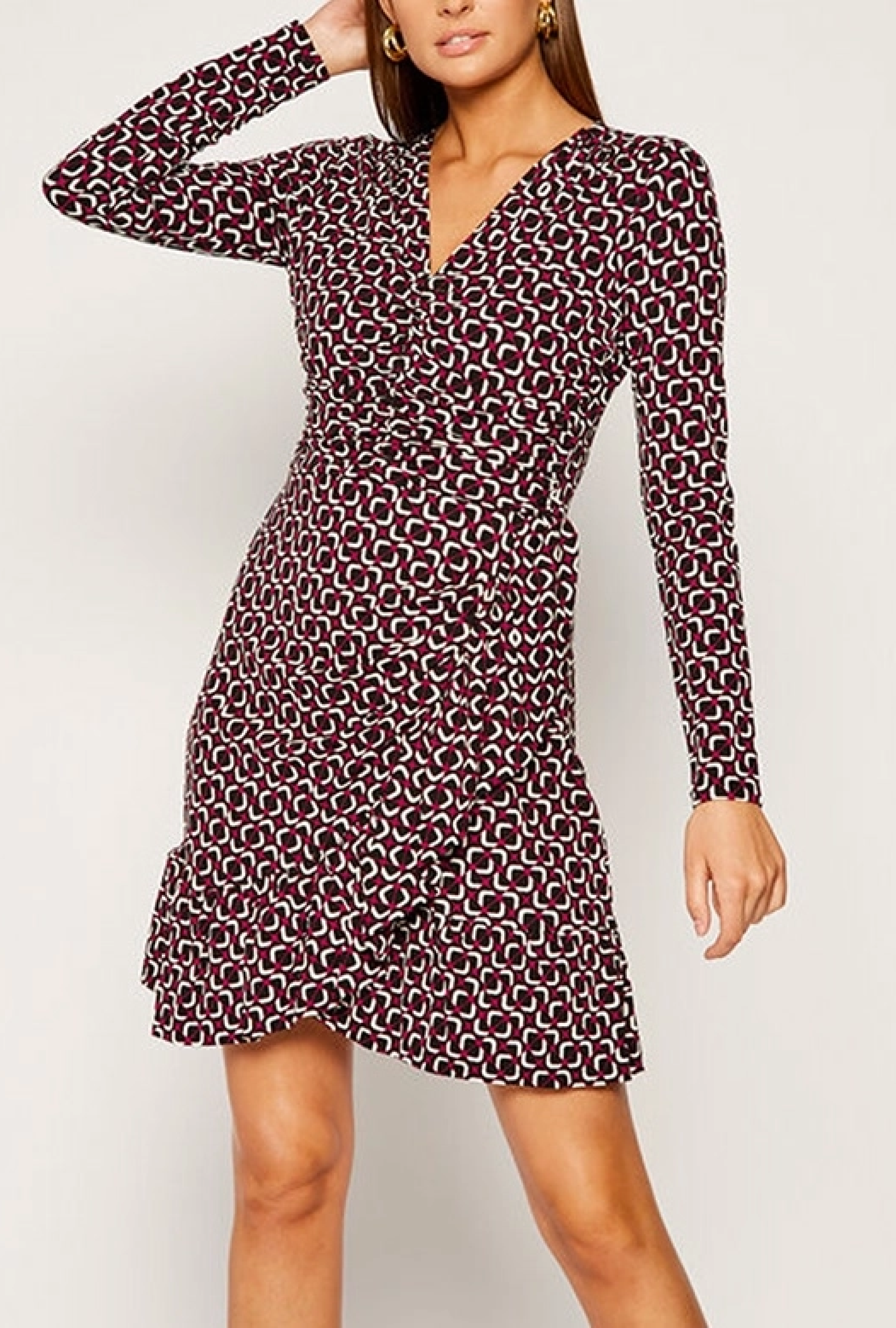 Robe courte col rond imprimée