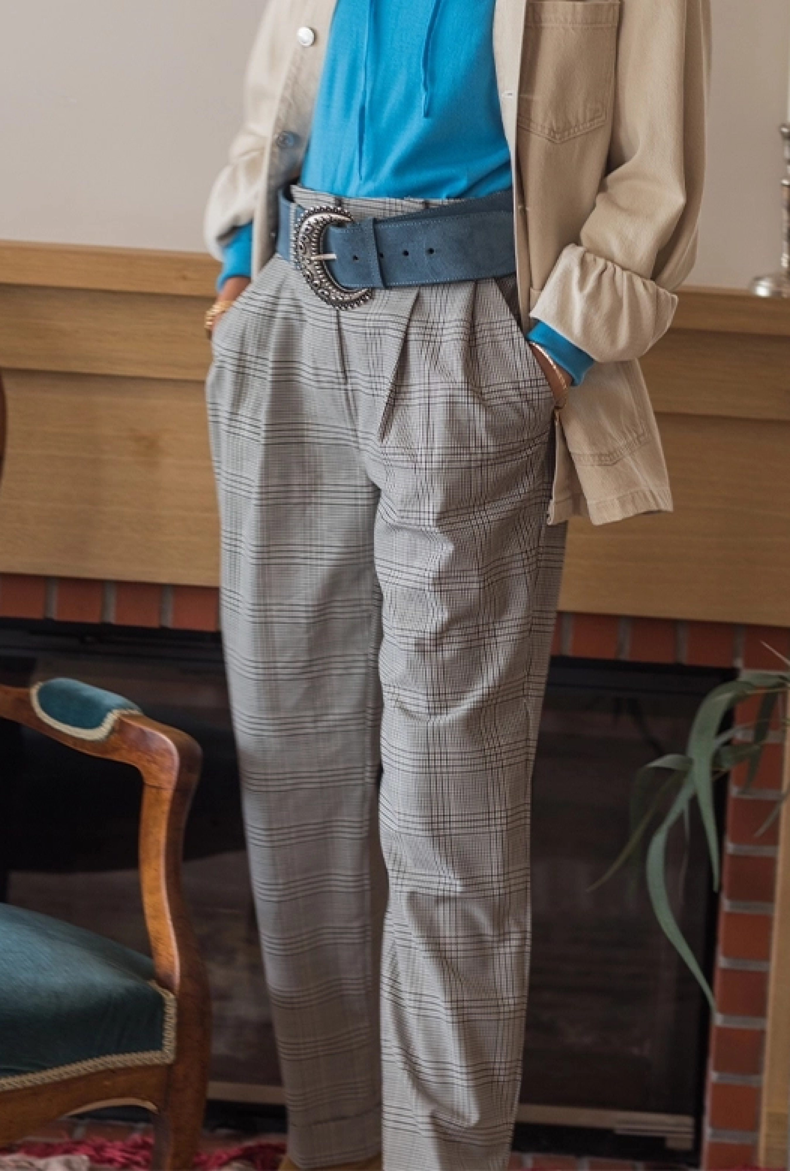 Pantalon Carotte Prince-de-Galles