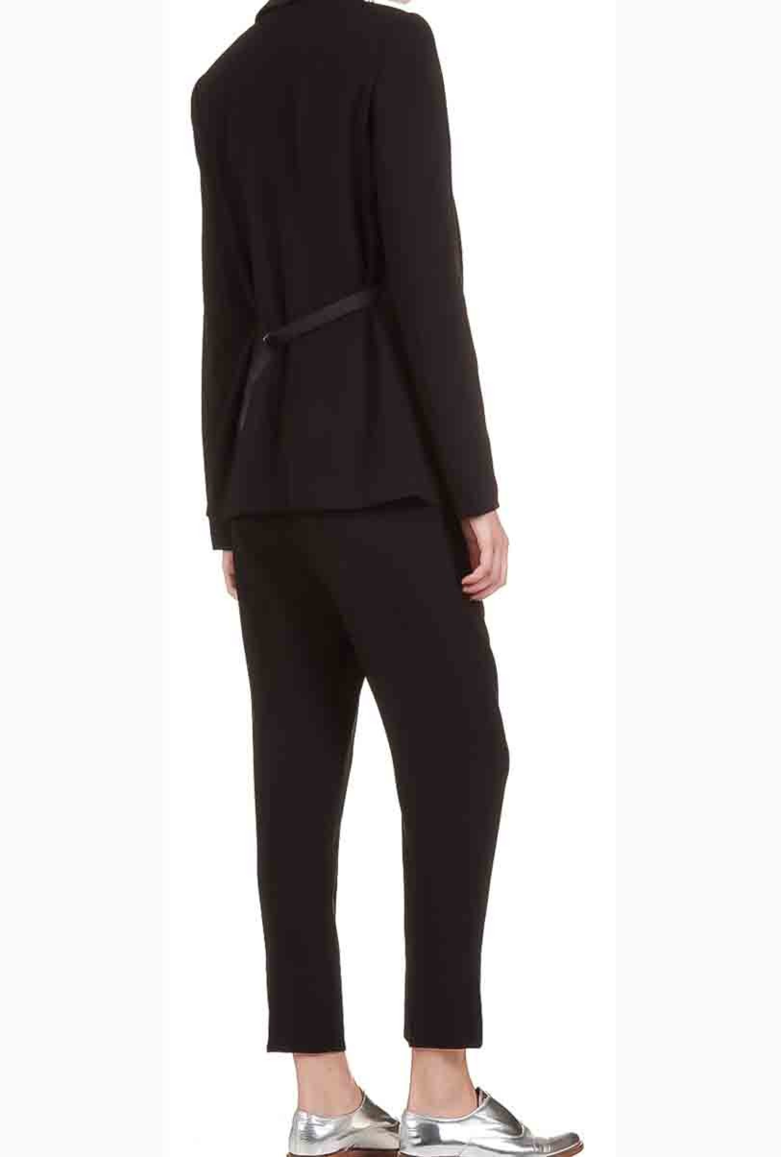 Pantalon droit taille haute en crepe