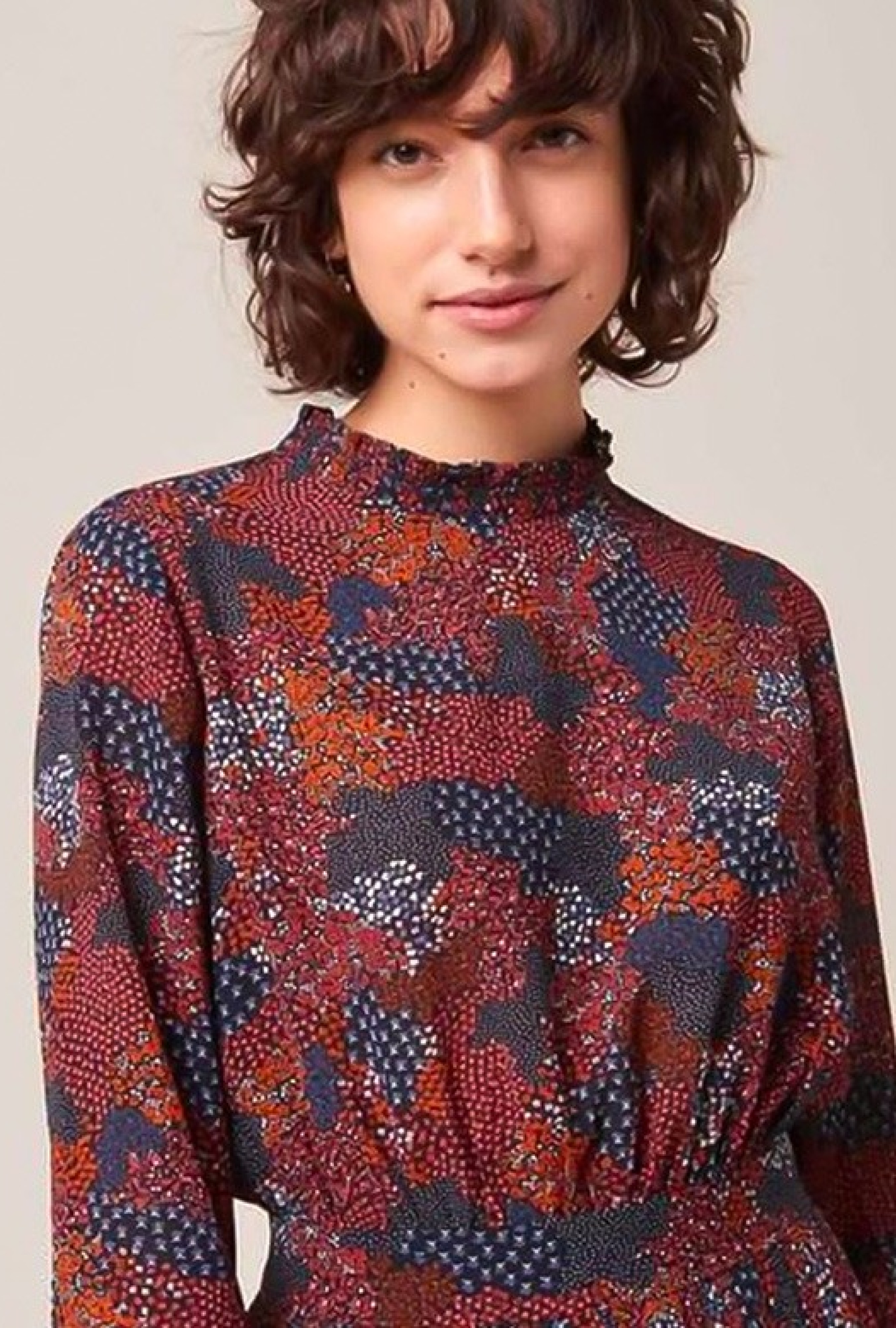 Robe Midi Col Victorien Imprimée En Crêpe-Exclusivité web