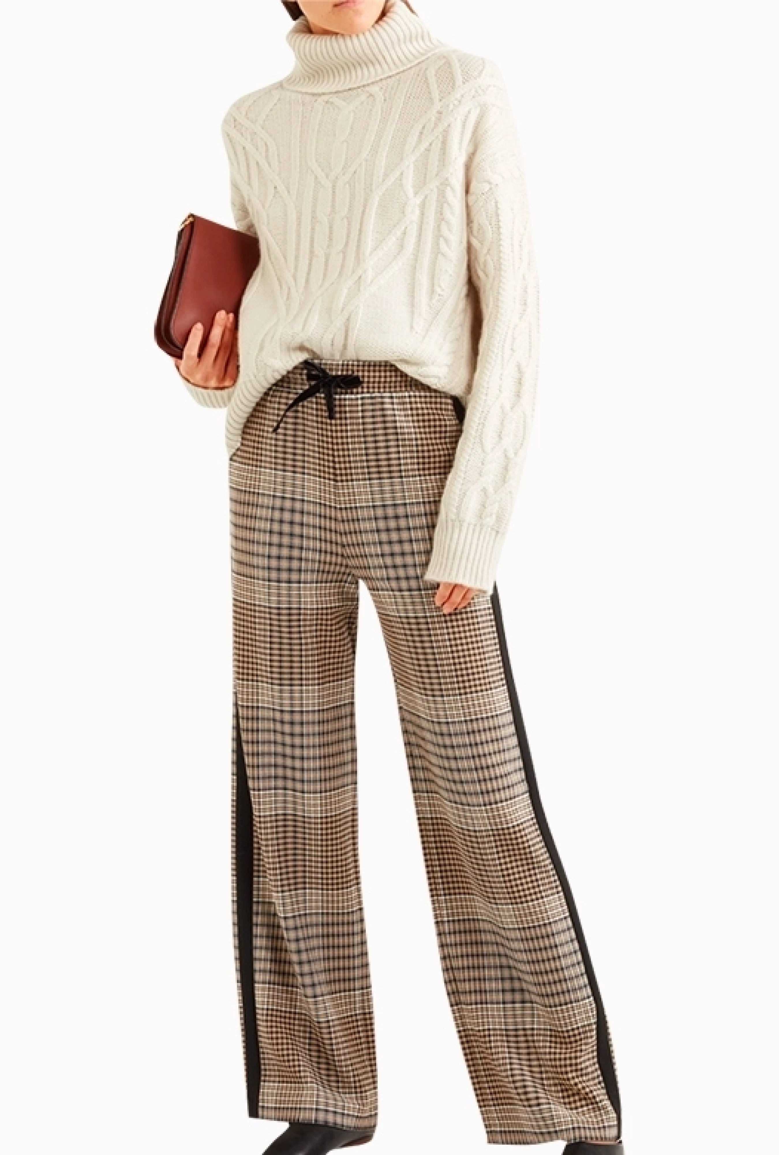 Pantalon Fluide à Carreaux Lien Jacquard