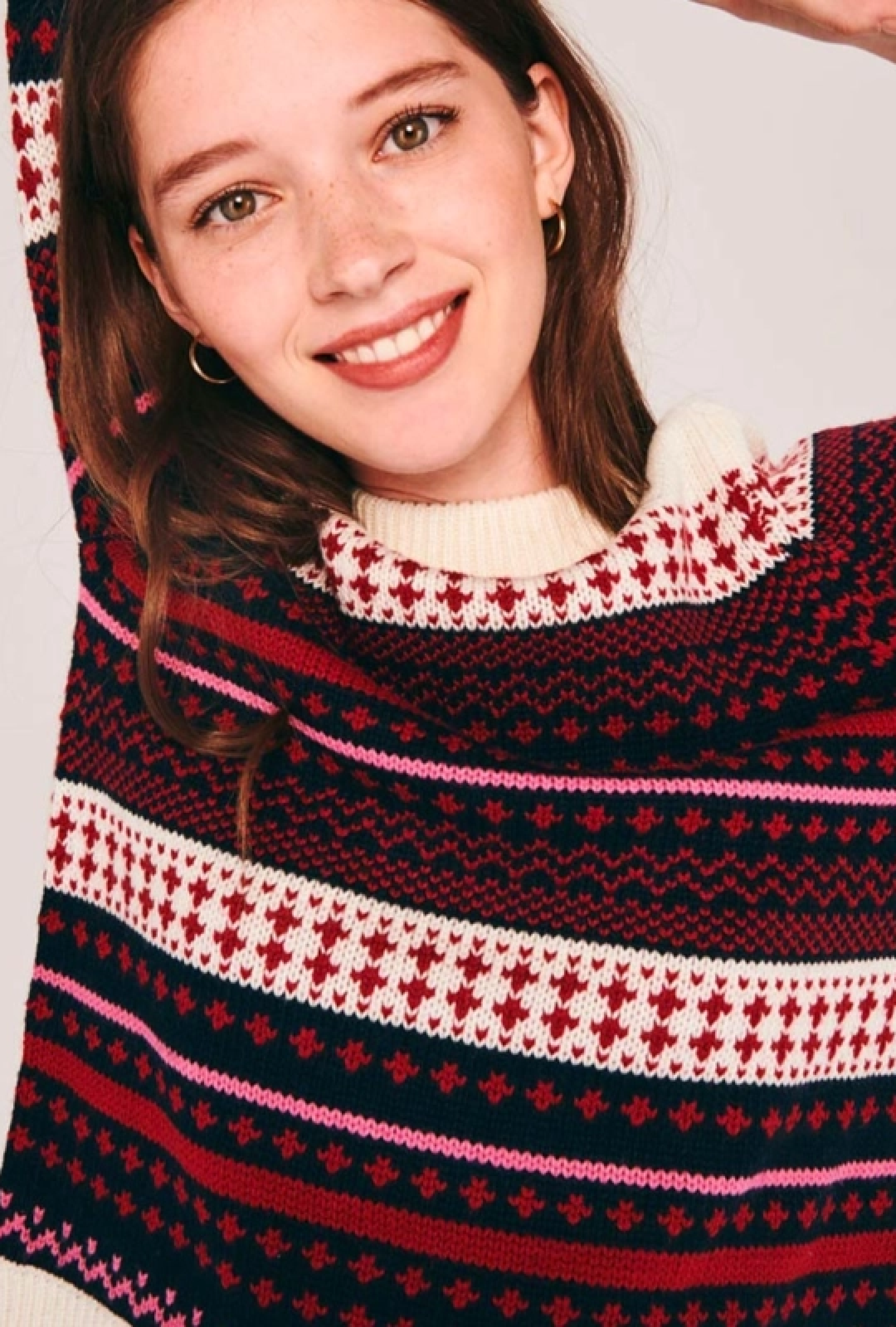 Pull Bleu Nuit à Imprimé Ecossais