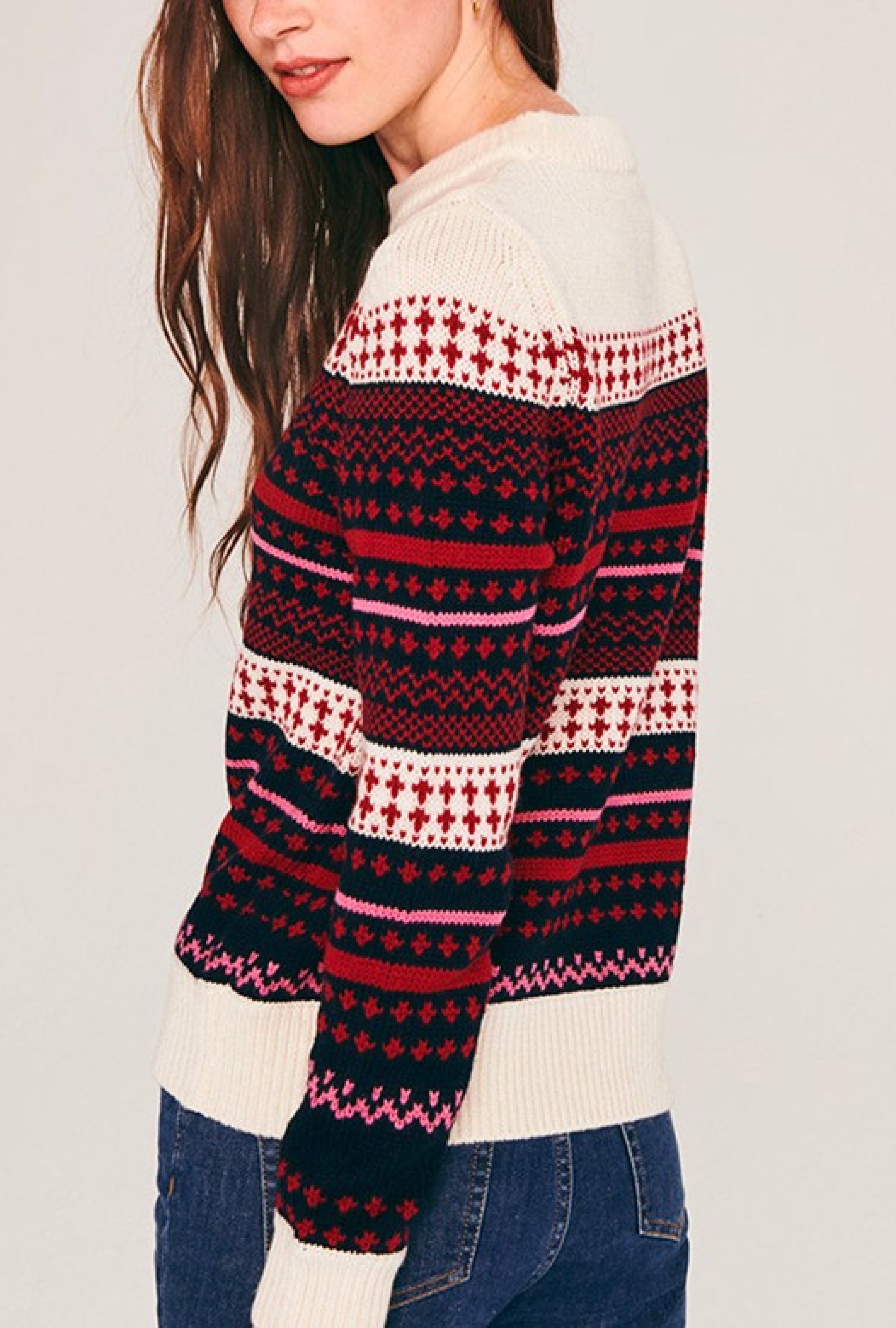 Pull Bleu Nuit à Imprimé Ecossais