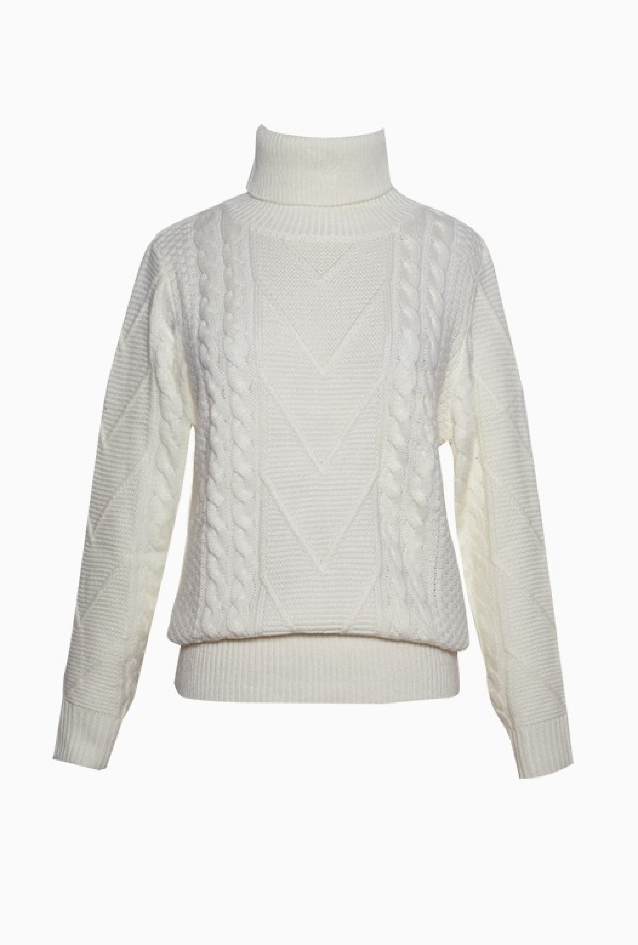 Pull Col Roulé Blanc