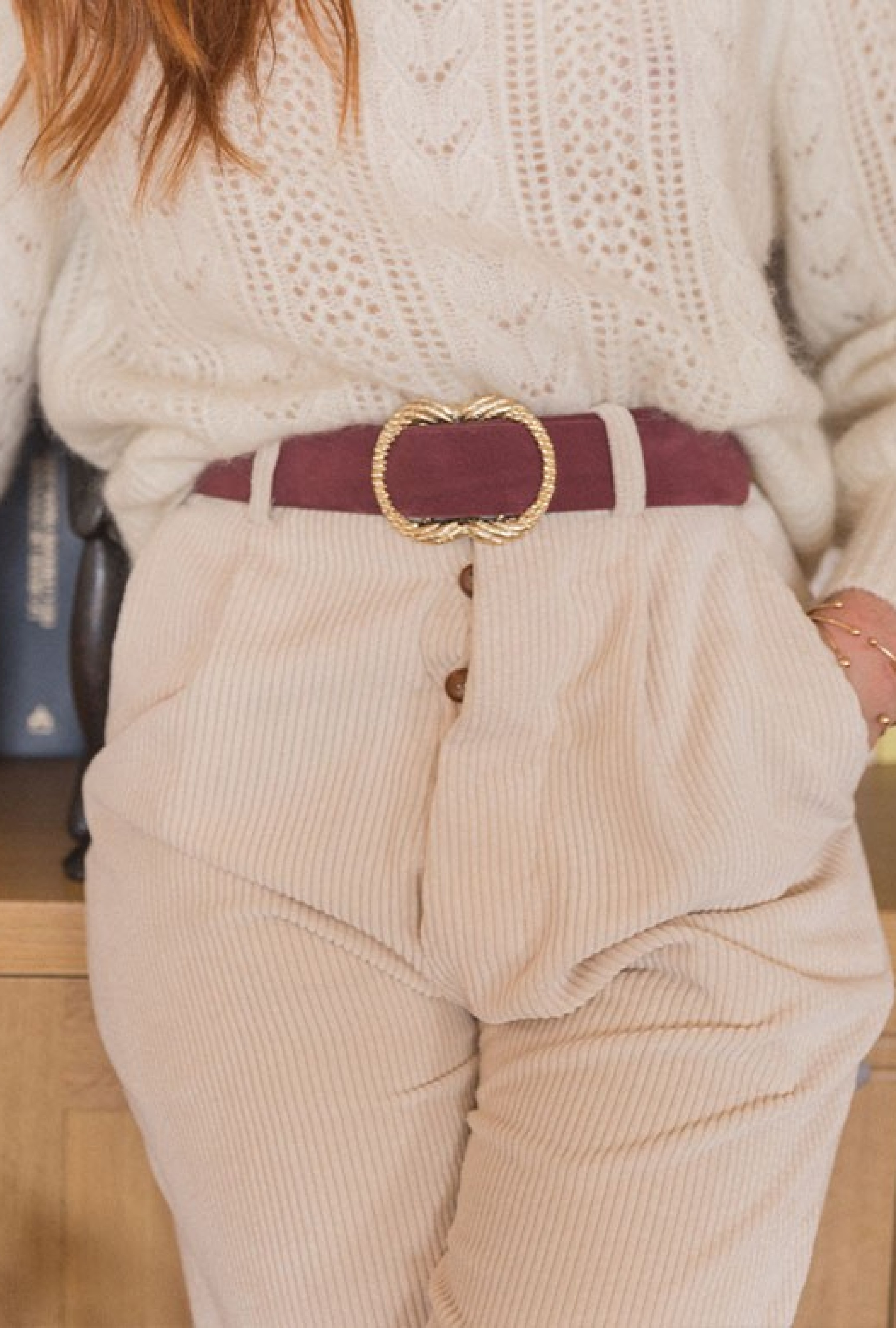 Pantalon Velours Côtelé Blanc