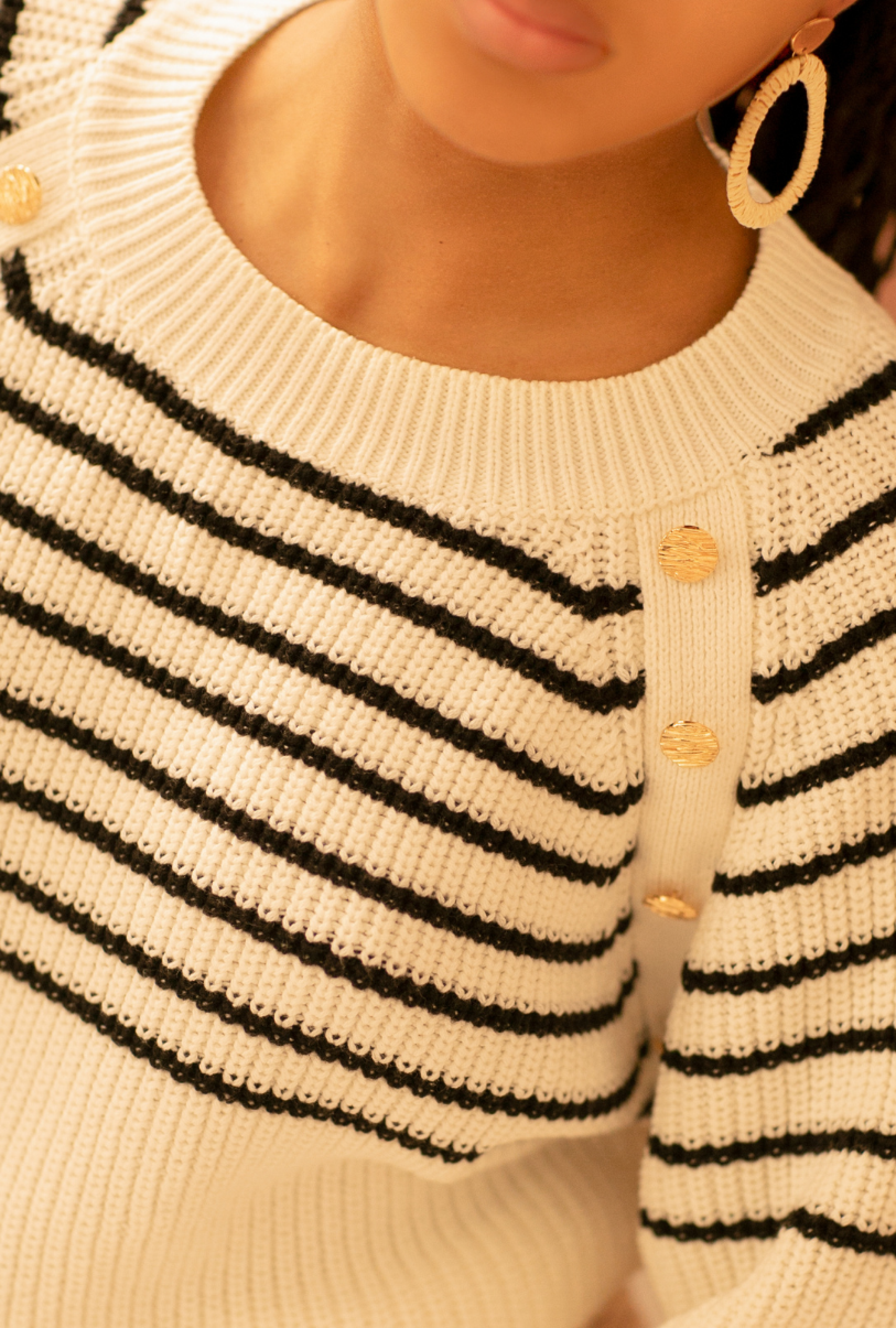 Pull Edouard Ecru à Rayures