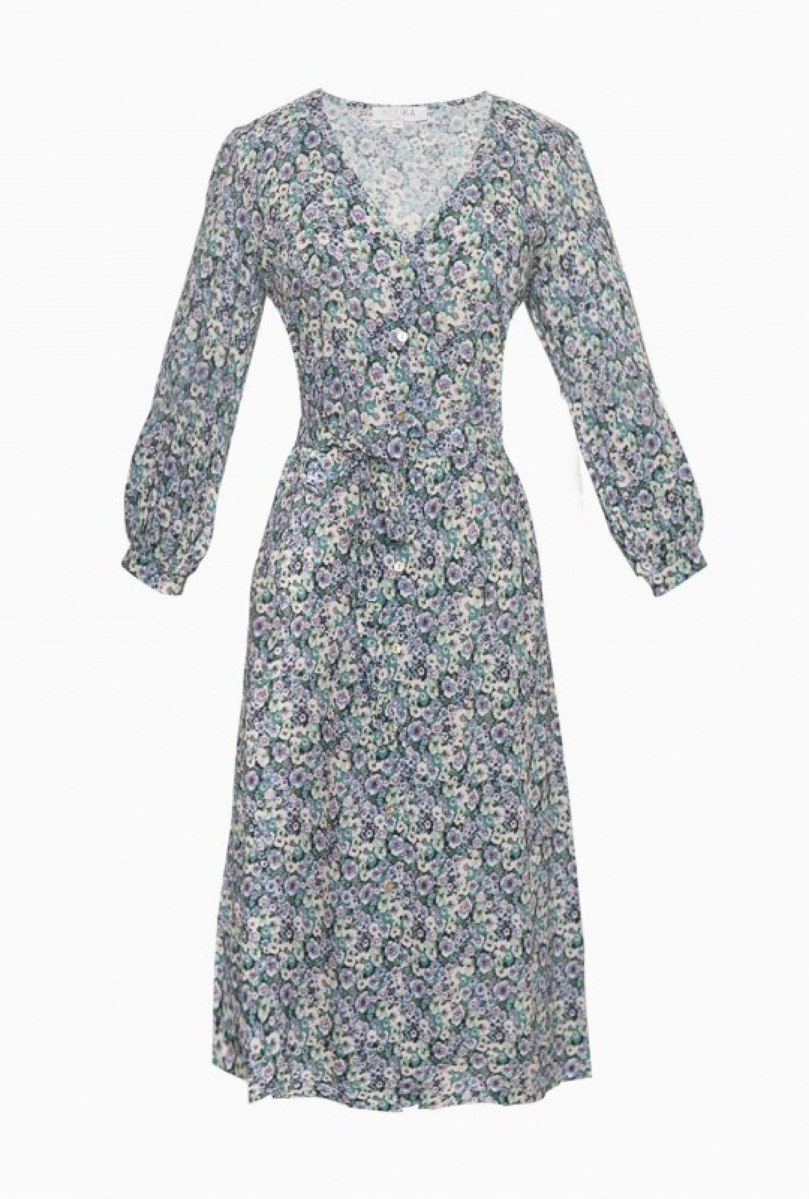 Robe Midi Fleurie Vert Grace-Exclusivité web