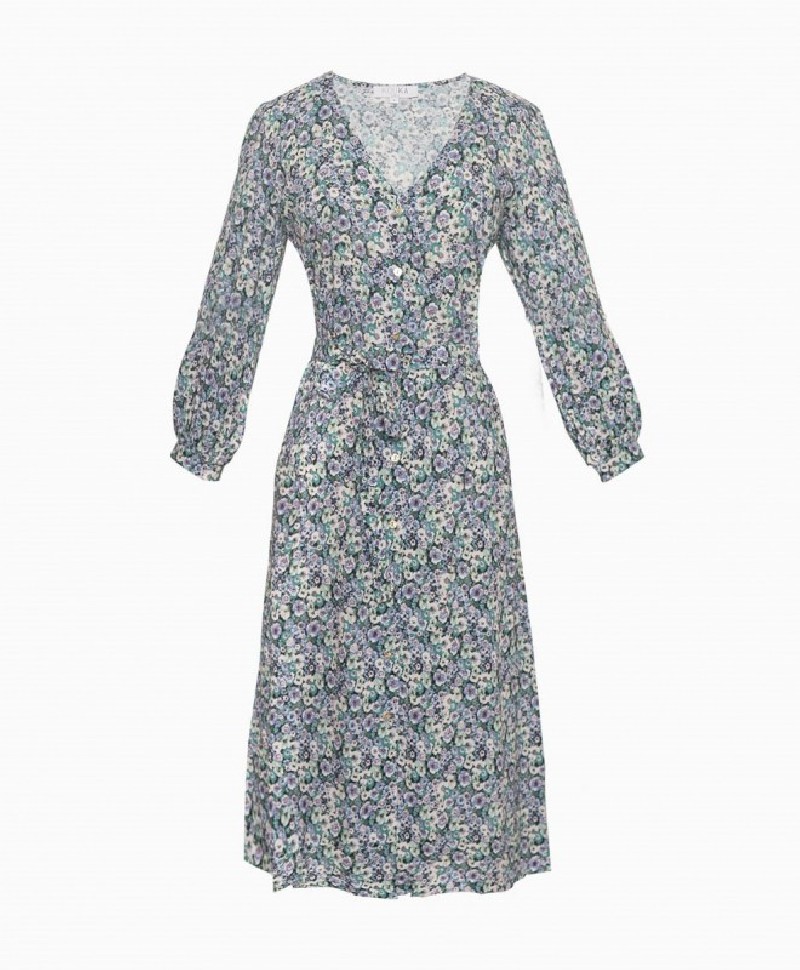 Robe PNL Midi Fleurie Vert Grace-Exclusivité web