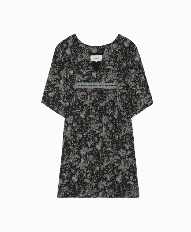 Robe Ba&sh Boho Noire Imprimée