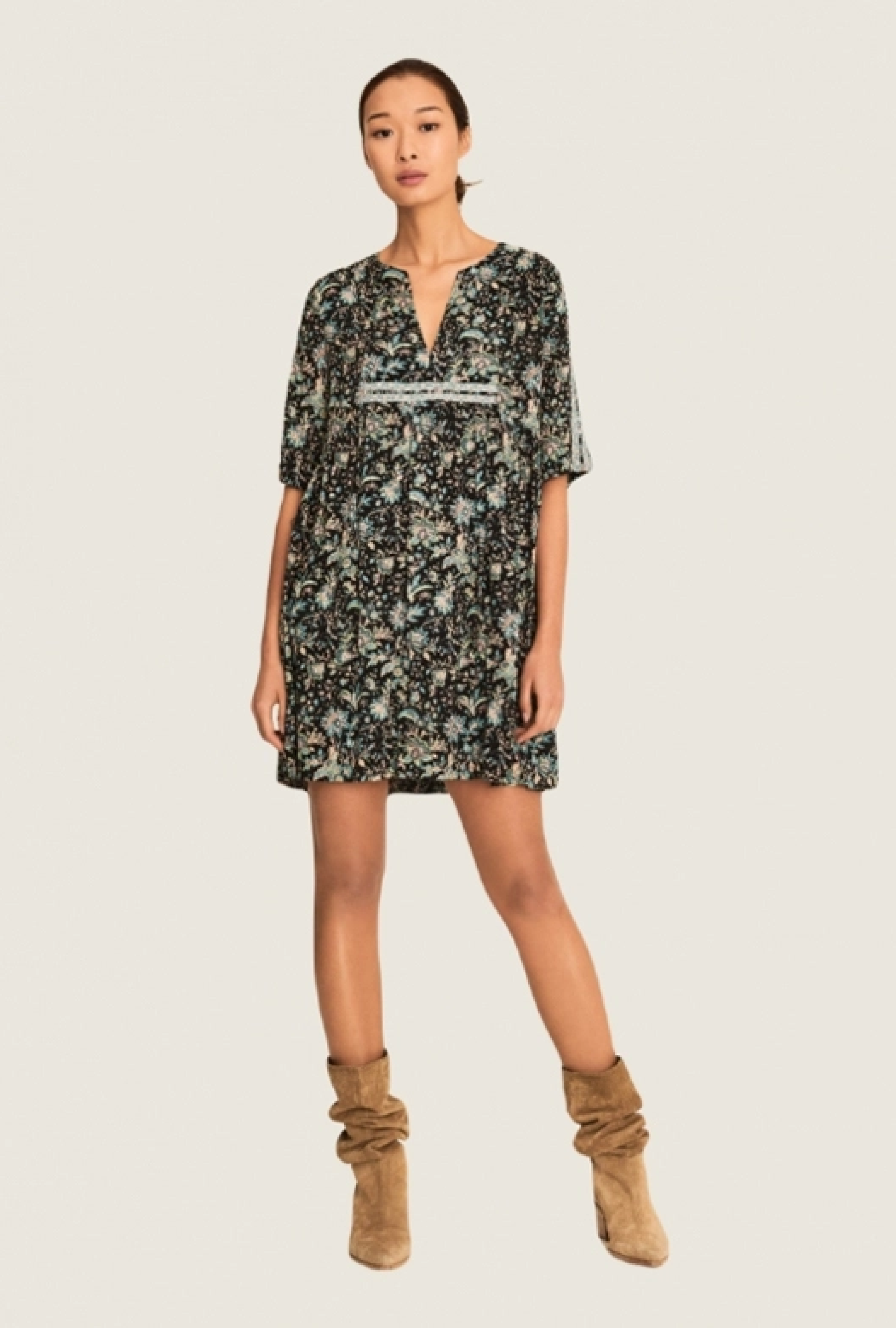 Robe Boho Noire Imprimée