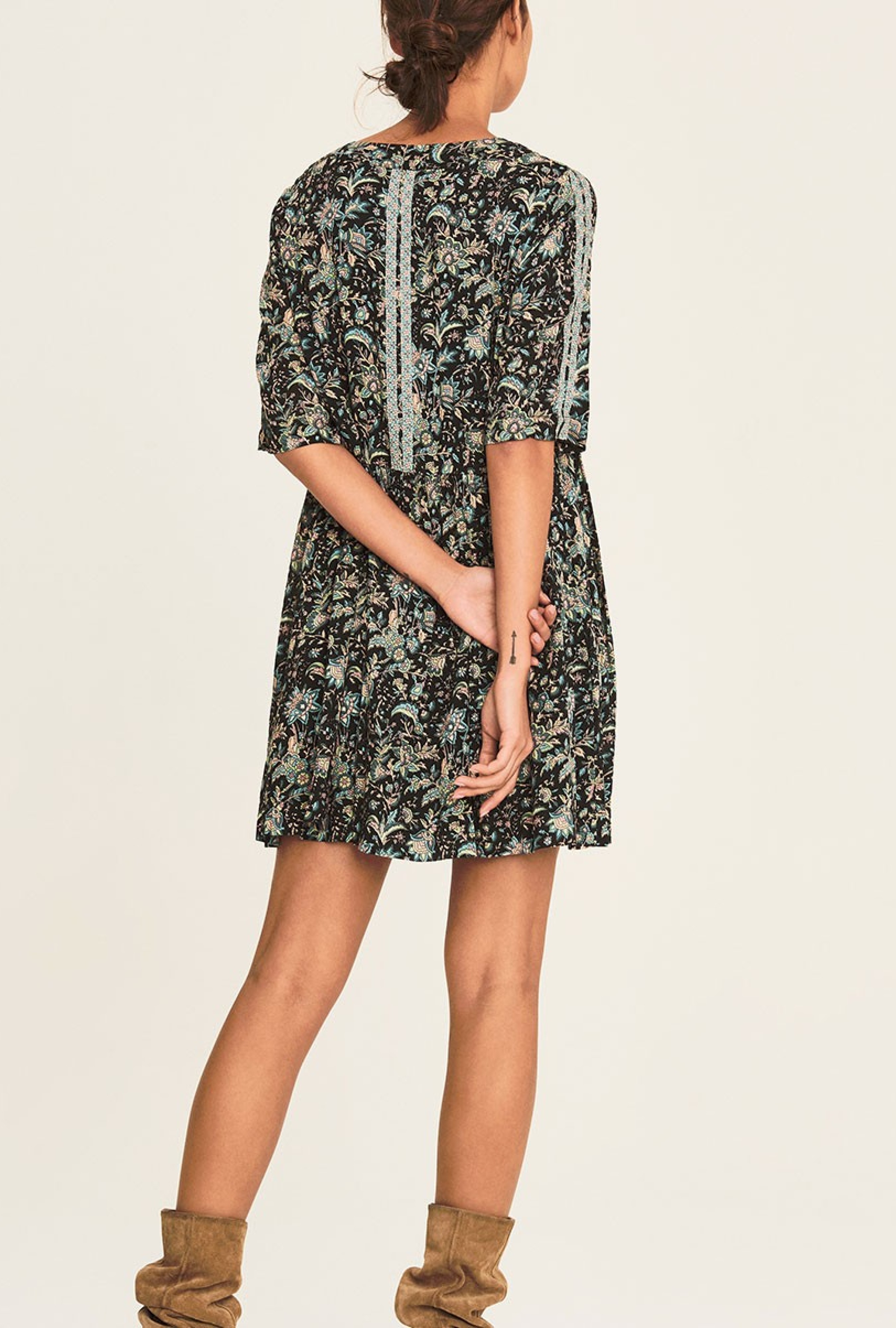 Robe Boho Noire Imprimée