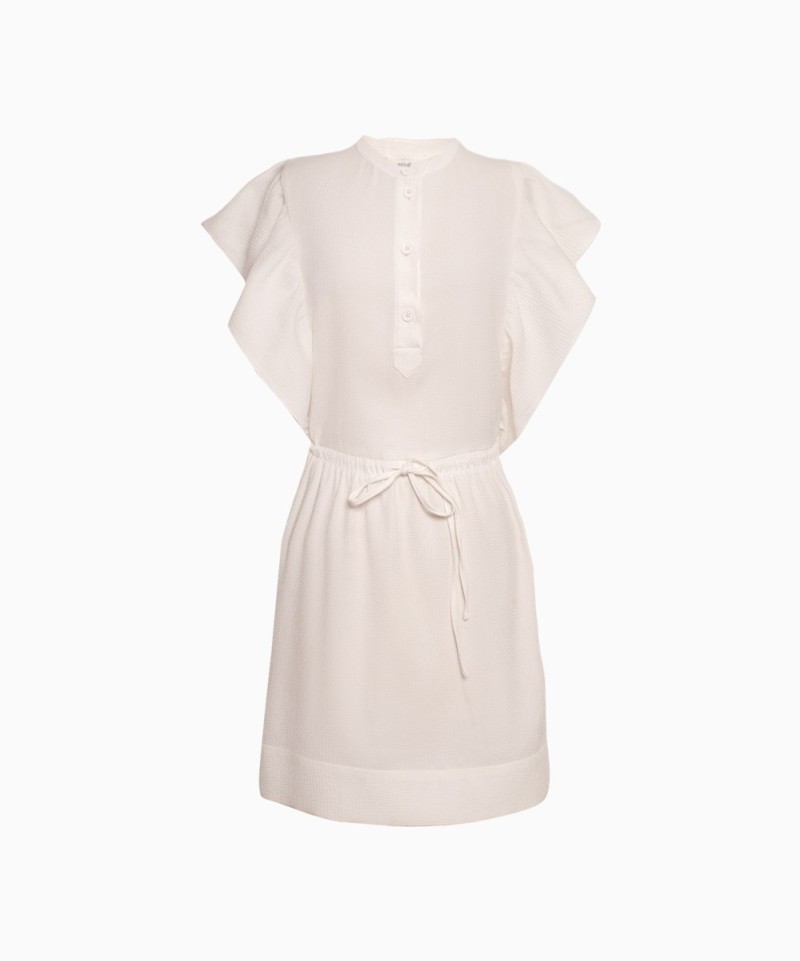 Robe blanche à manches volantées