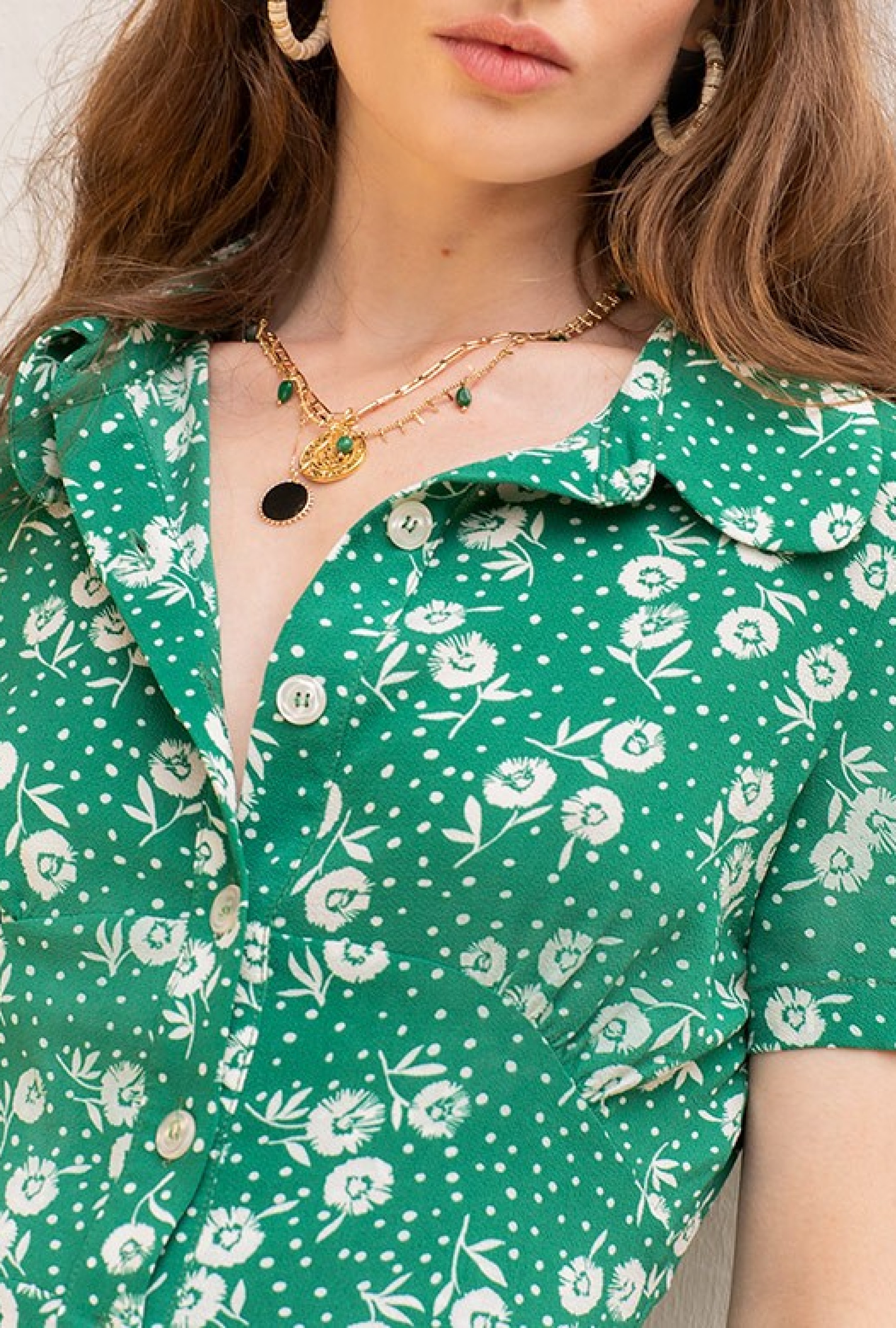 Robe Paloma Tournesol Pois Vert