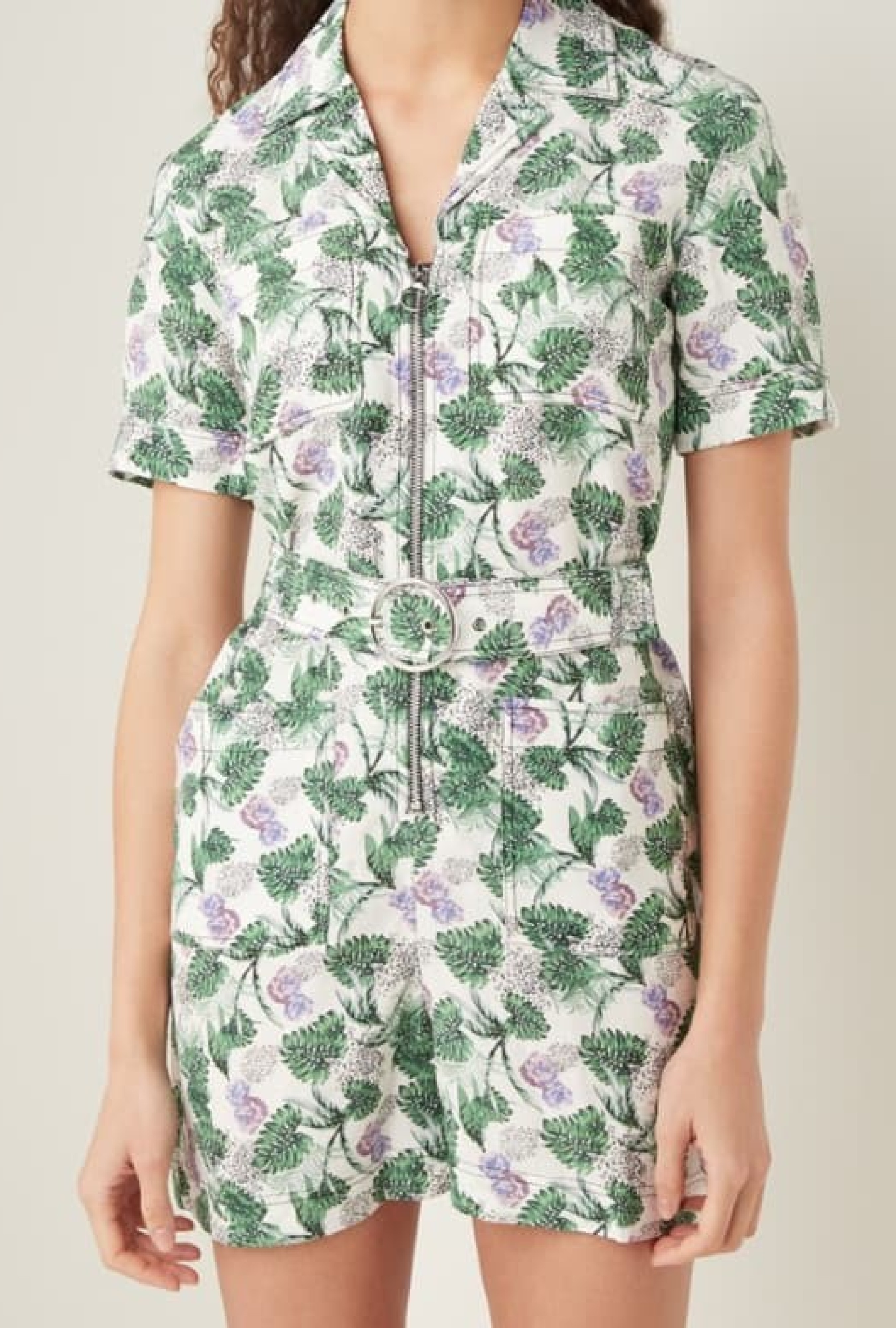 Combishort en lin imprimé