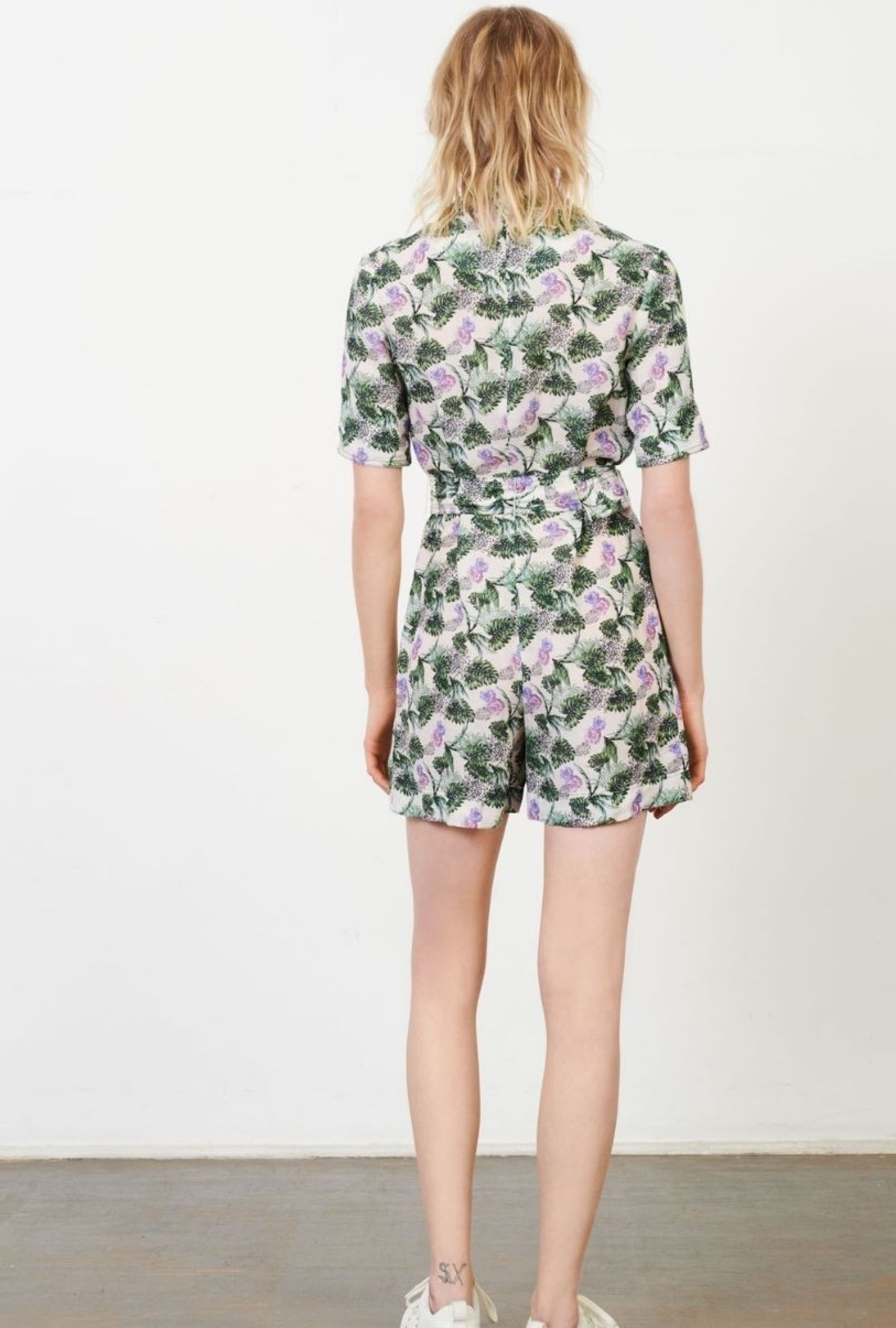 Combishort en lin imprimé