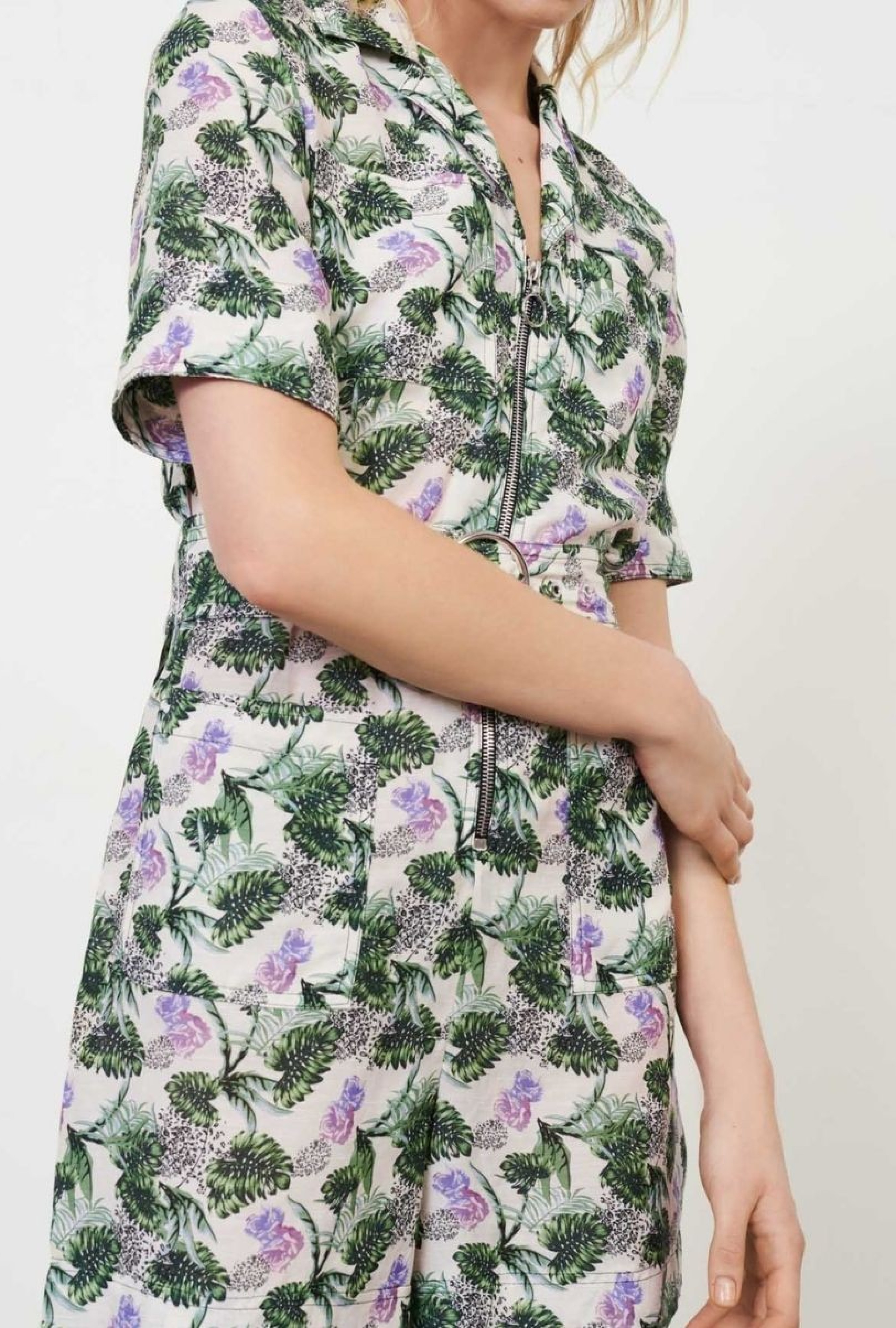 Combishort en lin imprimé