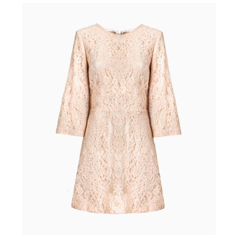 Robe Elisabetta Franchi Broderie Anglaise Beige