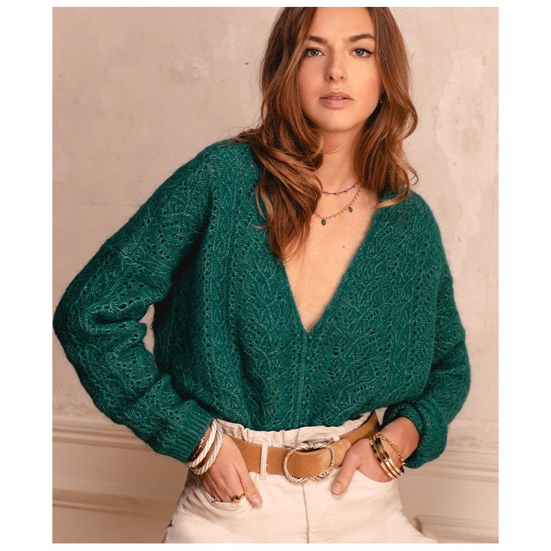 Gilet Sezane Lison Vert