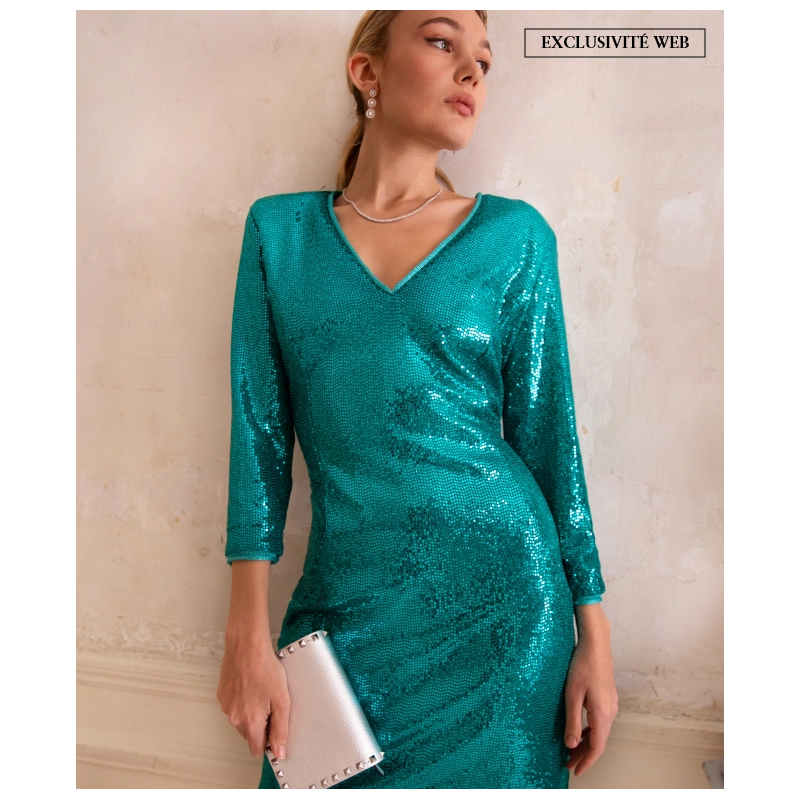 Robe CLO Paillette Bleu