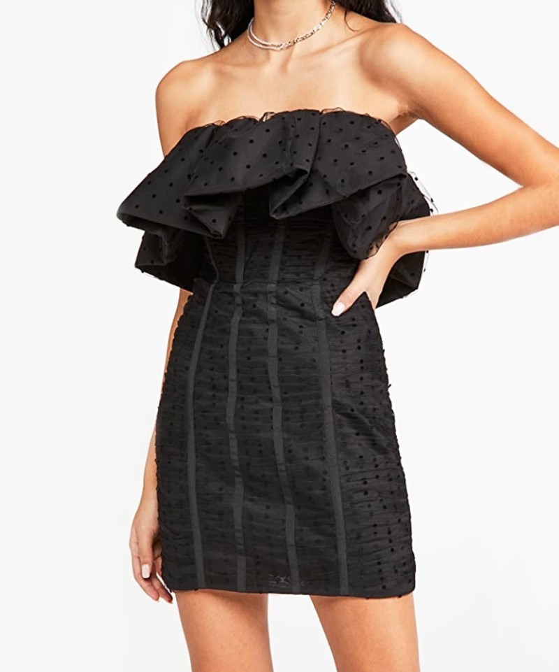 Robe Self Portrait Polka Dot Ruffled Mesh