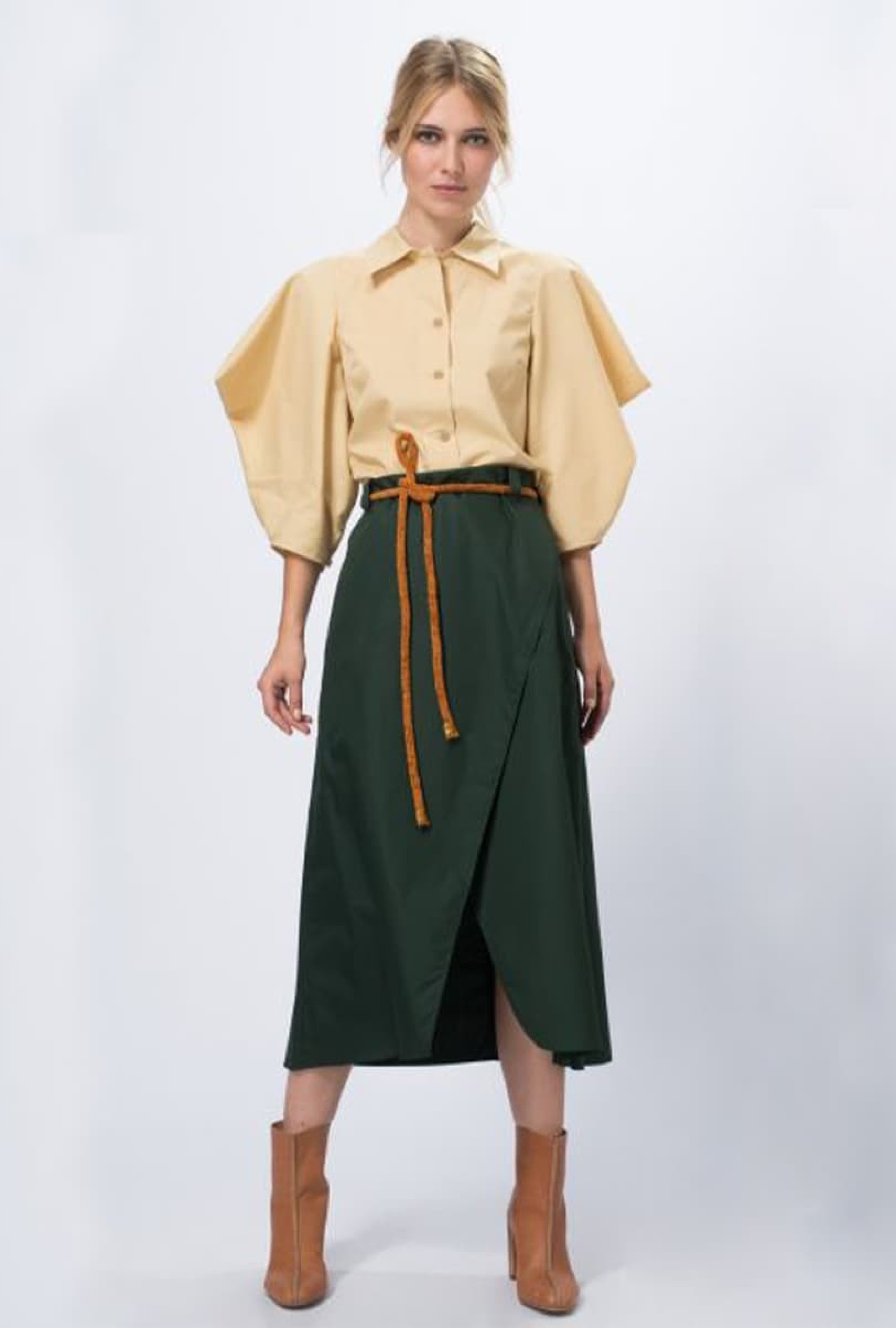 Jupe Verte Ceinturée