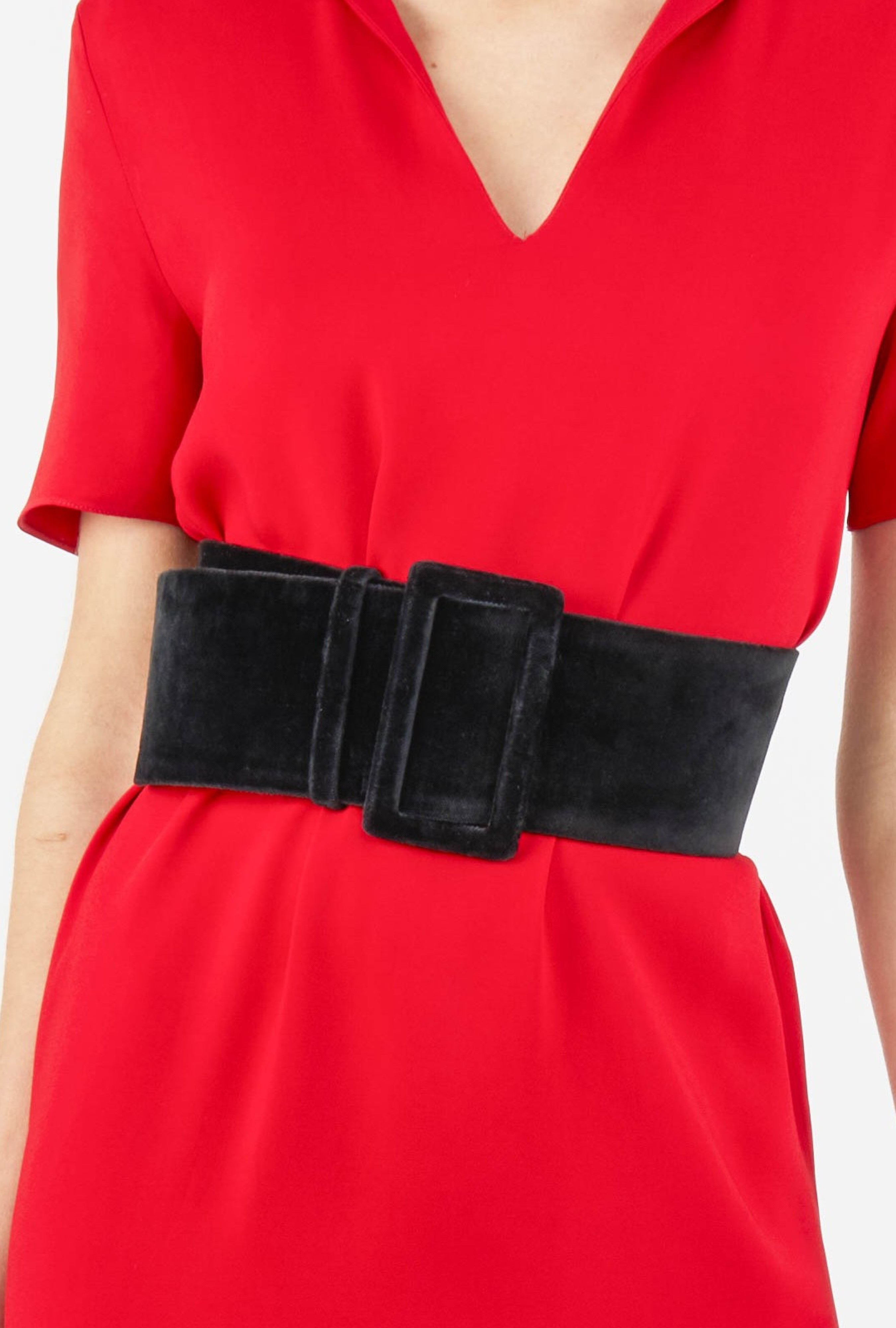 Ceinture Large en Daim Noir