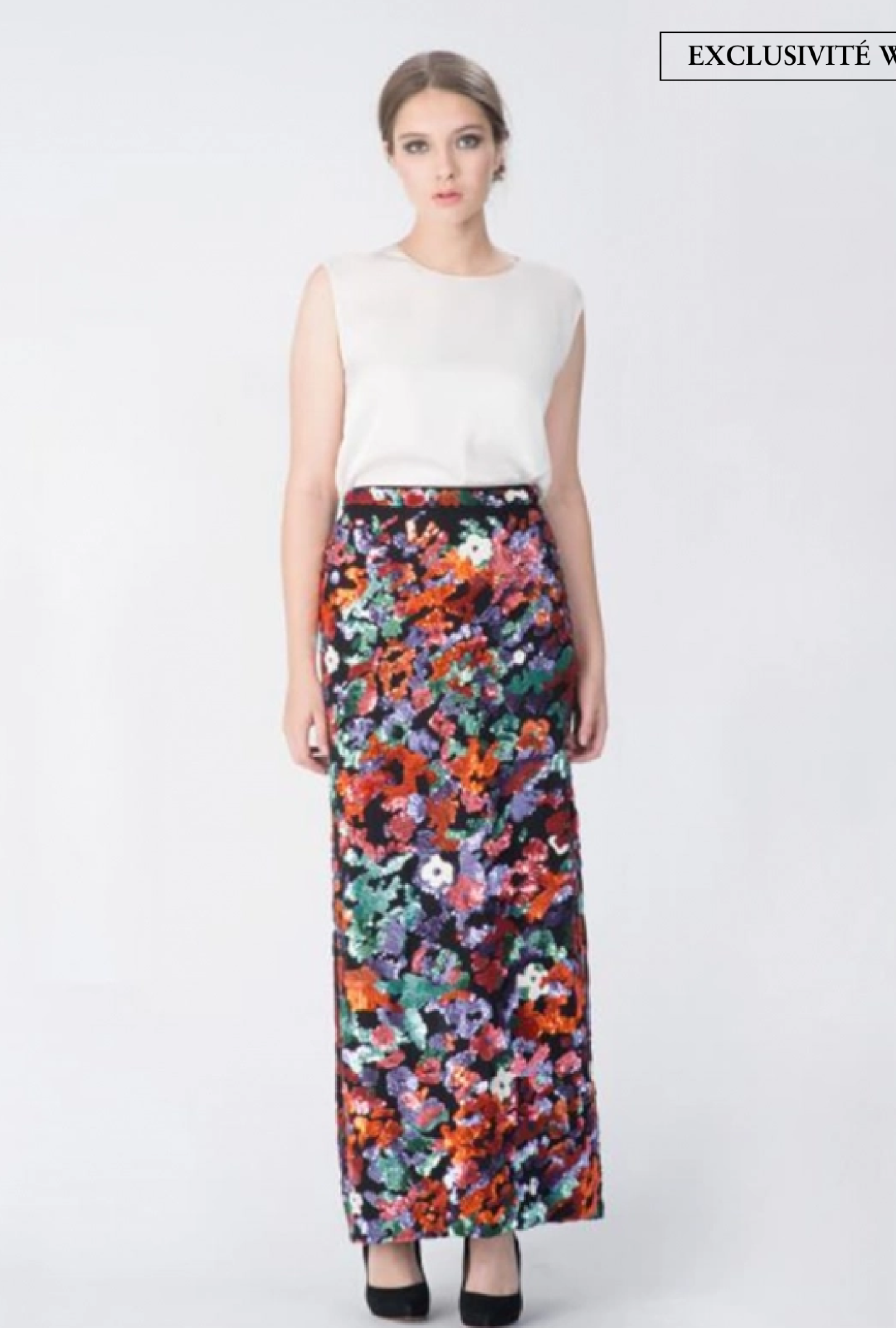 Jupe Bustier paillettes Fleurs