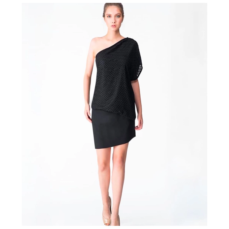 Robe Asymétrique Ronds Brodés