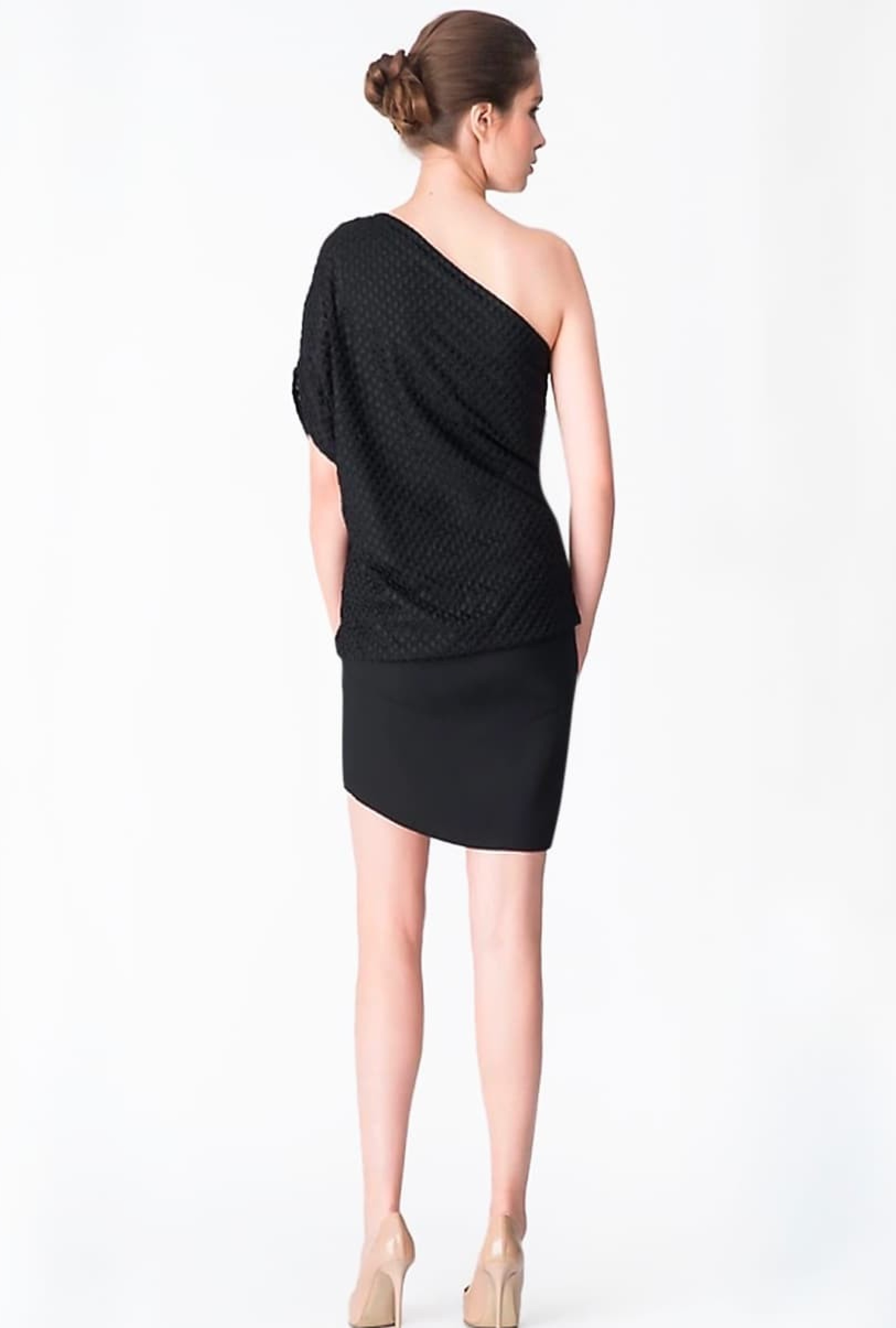 Robe Asymétrique Ronds Brodés
