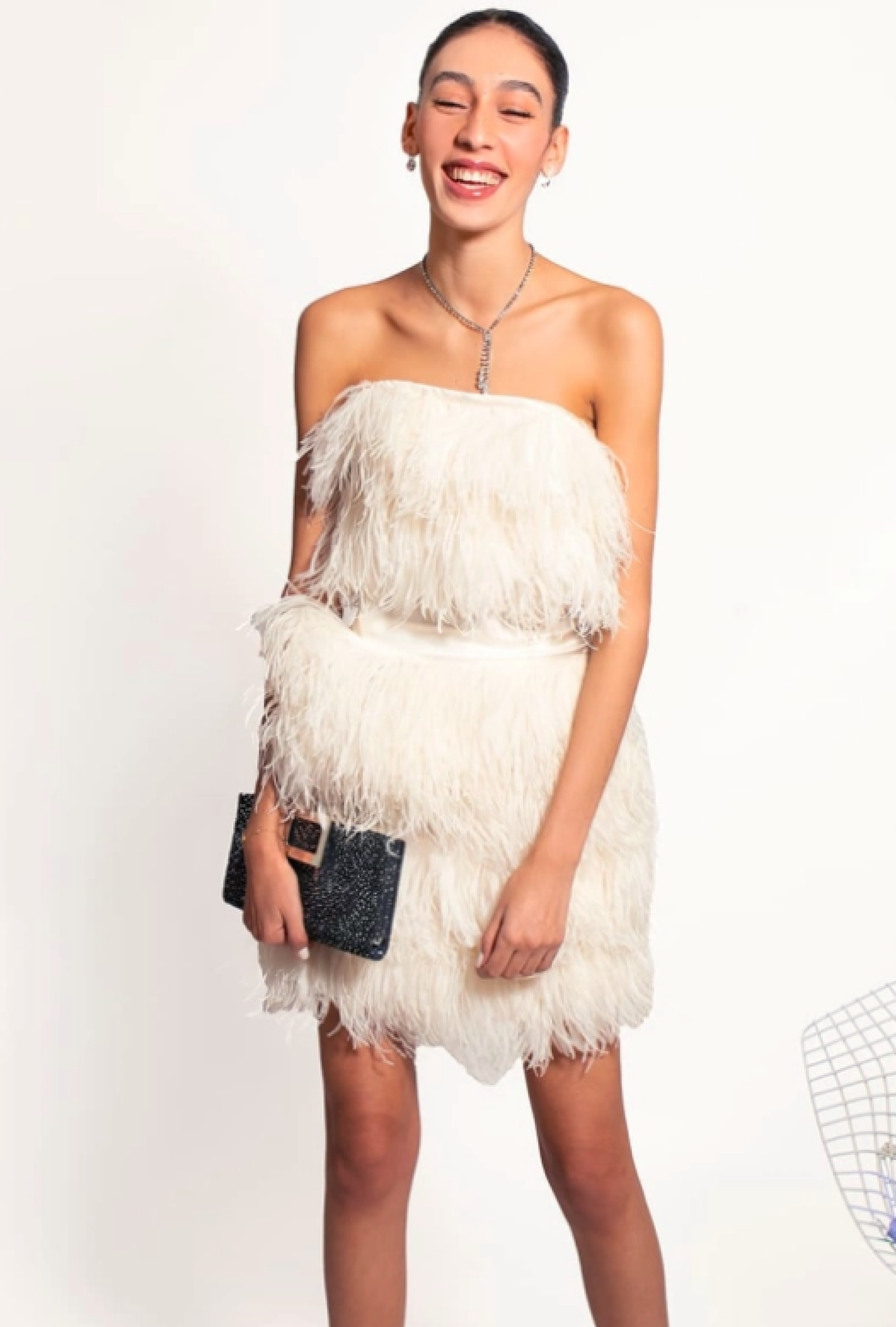 Robe Bustier Plumes Blanches